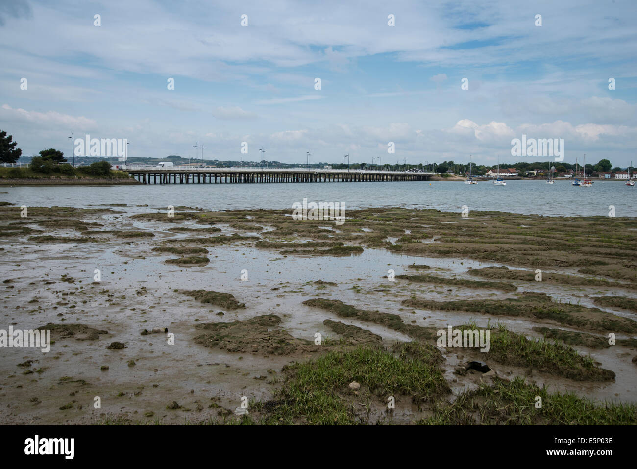 Bridge over to Hayling Island, Sussex, England, with saltmarsh in