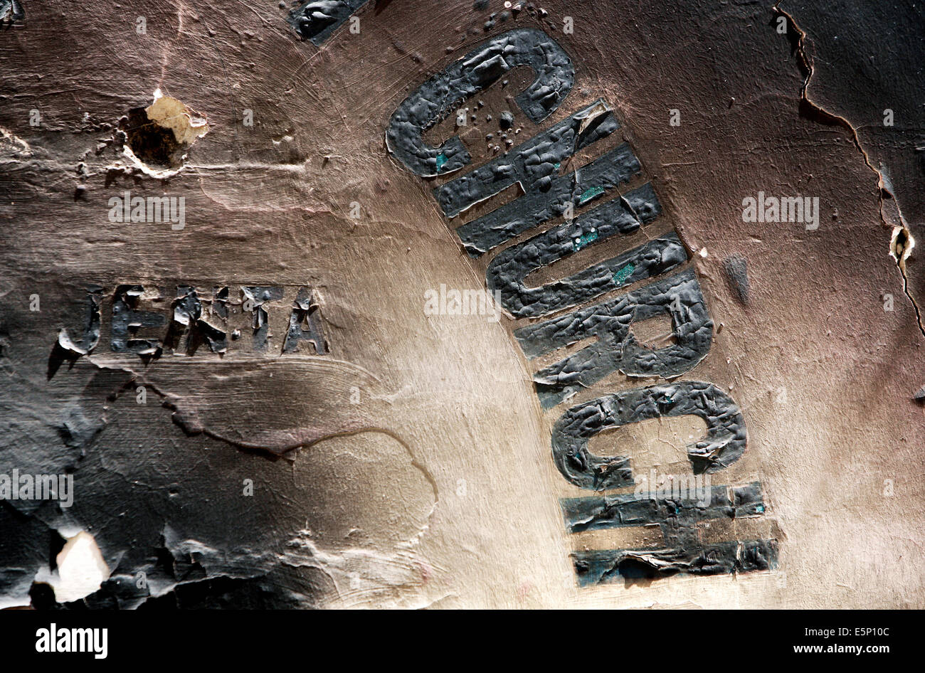 Cross in a burned and devastated church after the disturbances in November 2008. City of Jos, Nigeria Stock Photo