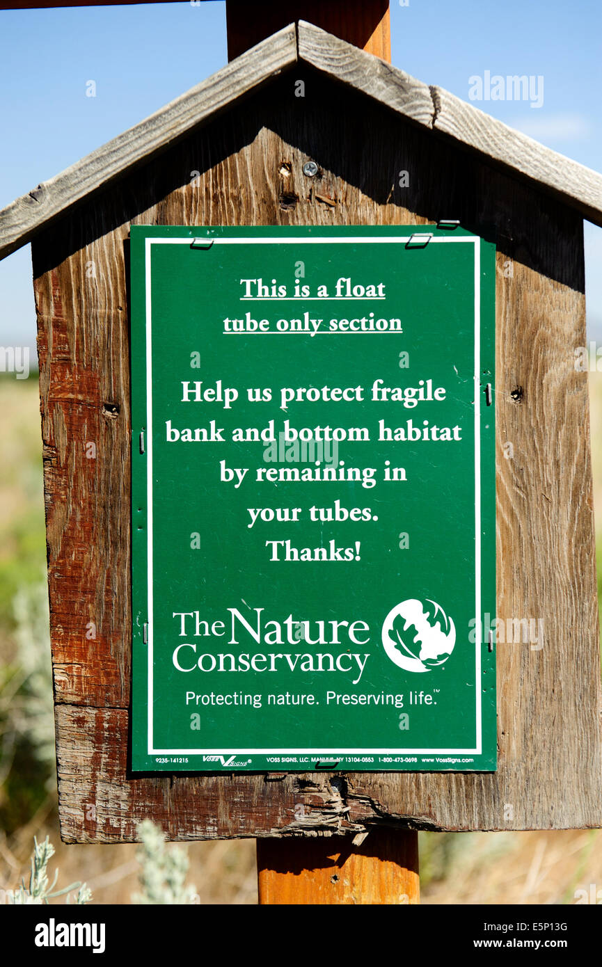 Signs for the Sturn section of Silver Creek on the Nature Conservancy