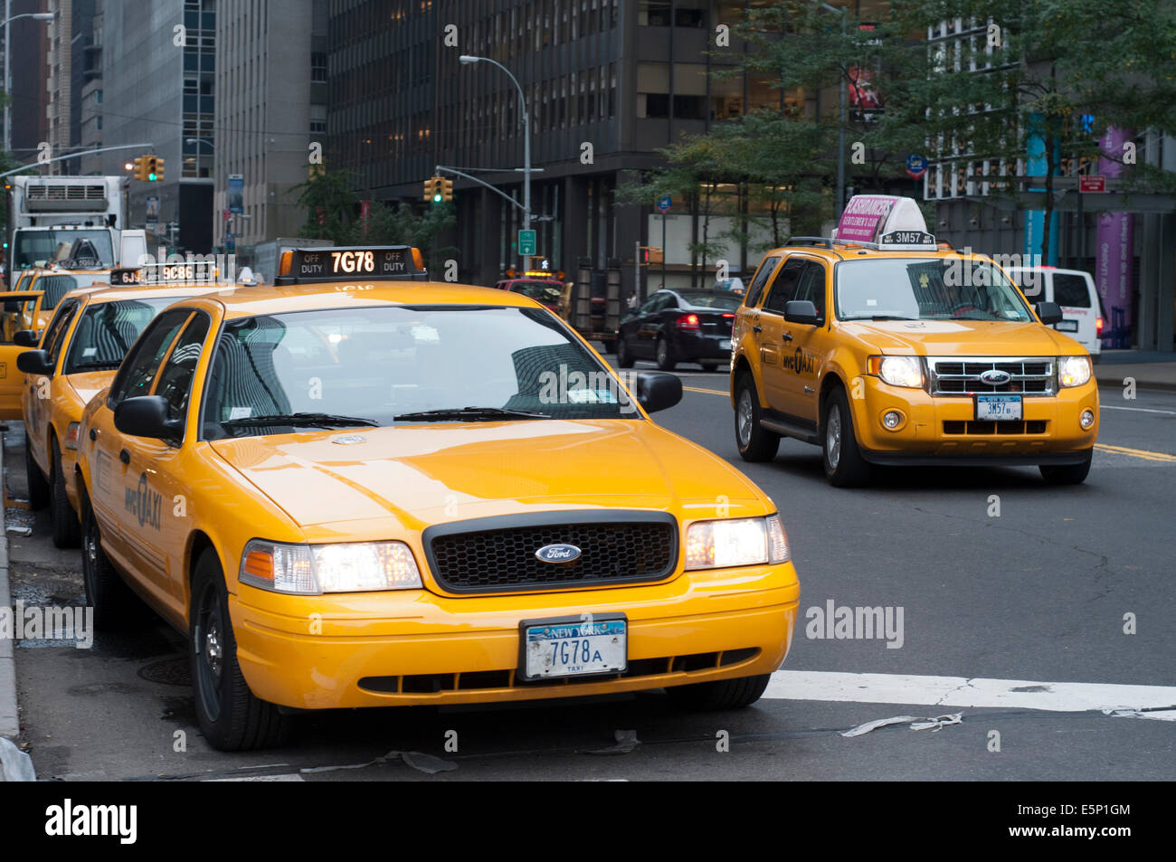Yellow taxis in the area of Seaport and Civic Center, , New York City
