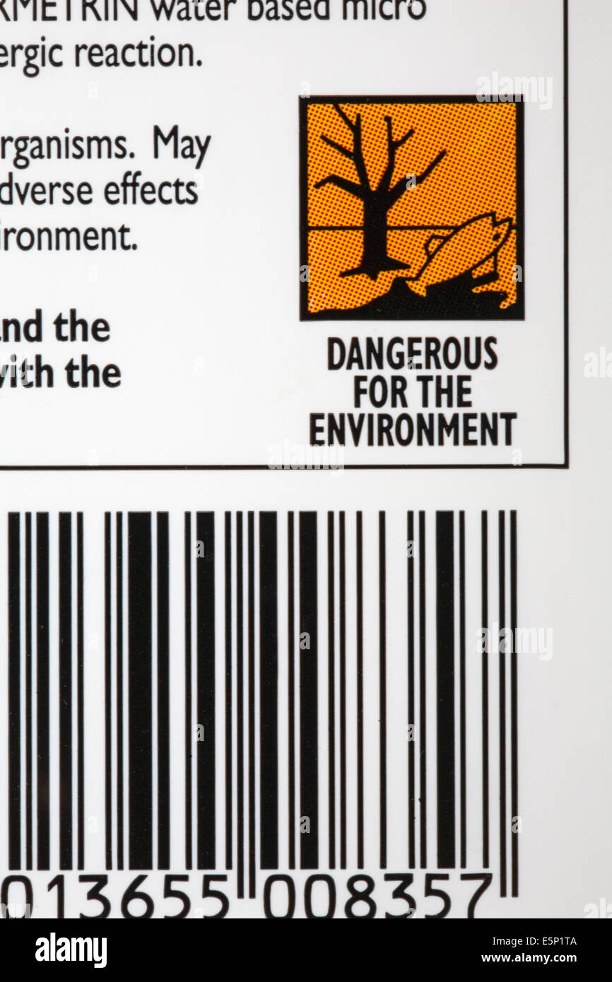 Dangerous for the environment - information on back of Doff Ant & Crawling Insect Killer Stock Photo