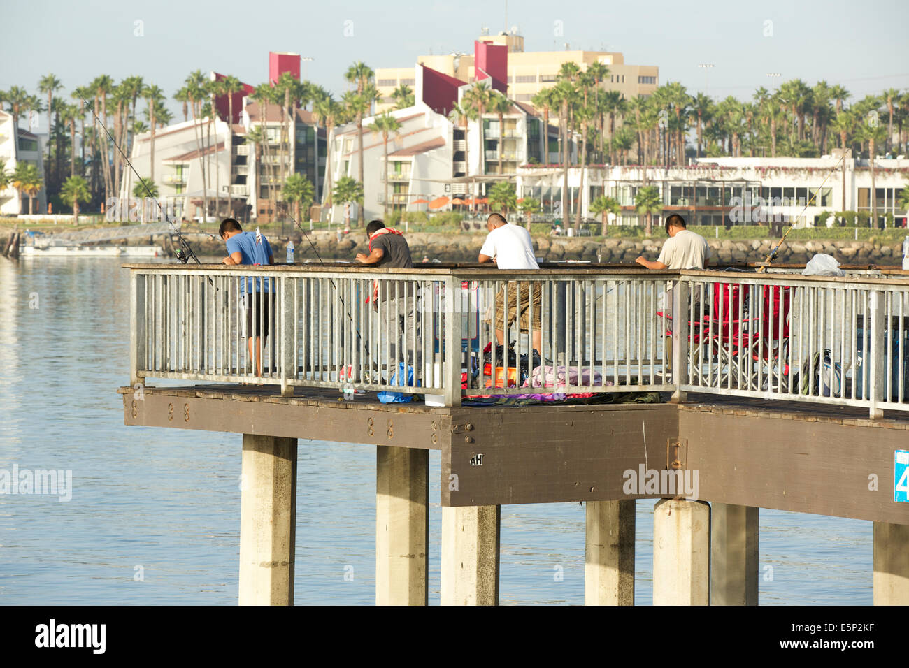 Morning Fishing. Long Beach, California. Stock Photo