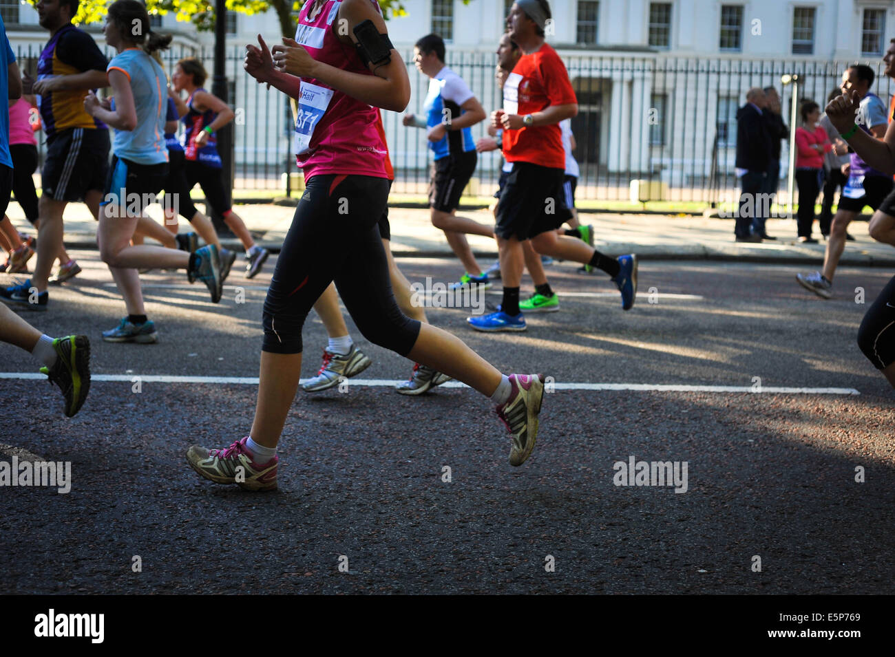 People running the 2013 Royal Parks Half Marathon in London, UK Stock Photo