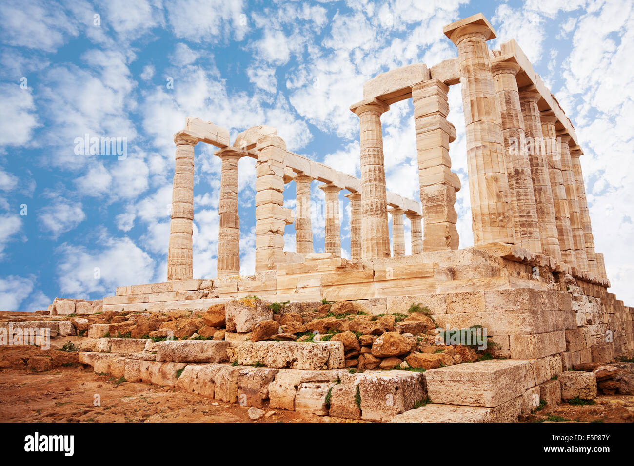 Temple of Poseidon on cape Sounion view Stock Photo - Alamy