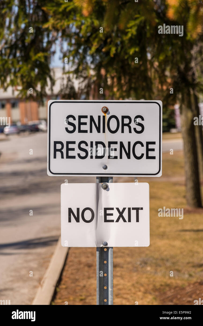 A warning sign at a seniors residence Stock Photo
