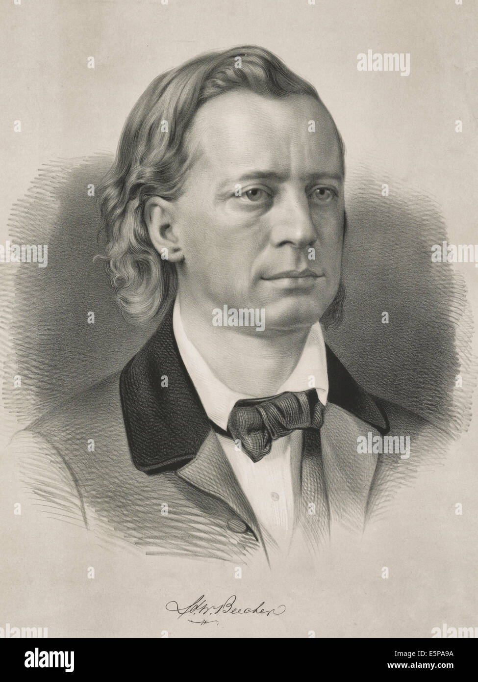Henry Ward Beecher (June 24, 1813 – March 8, 1887) was an American Congregationalist clergyman, social reformer, and speaker, known for his support of the abolition of slavery, his emphasis on God's love, and his 1875 adultery trial. Stock Photo