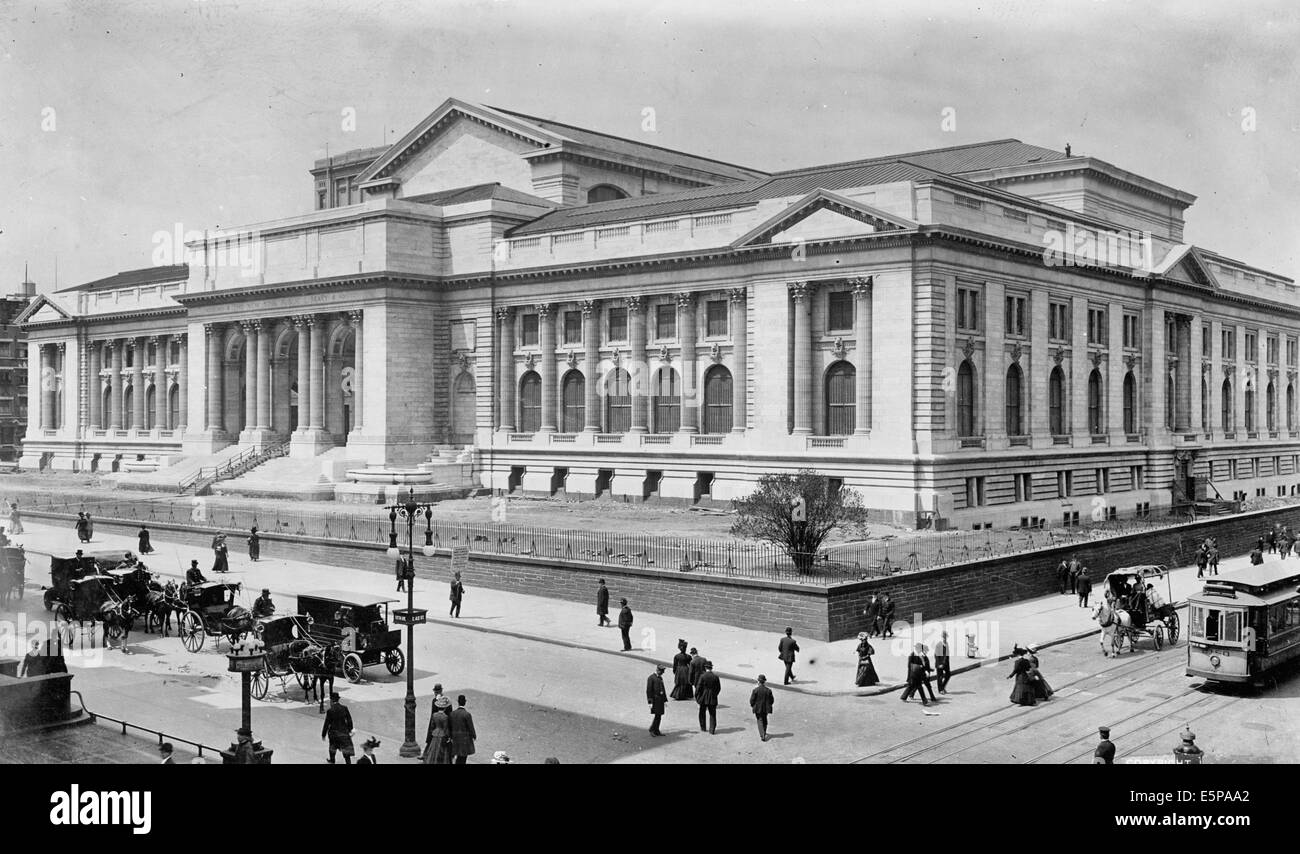 New York Public Library, New York City, 1908 Stock Photo