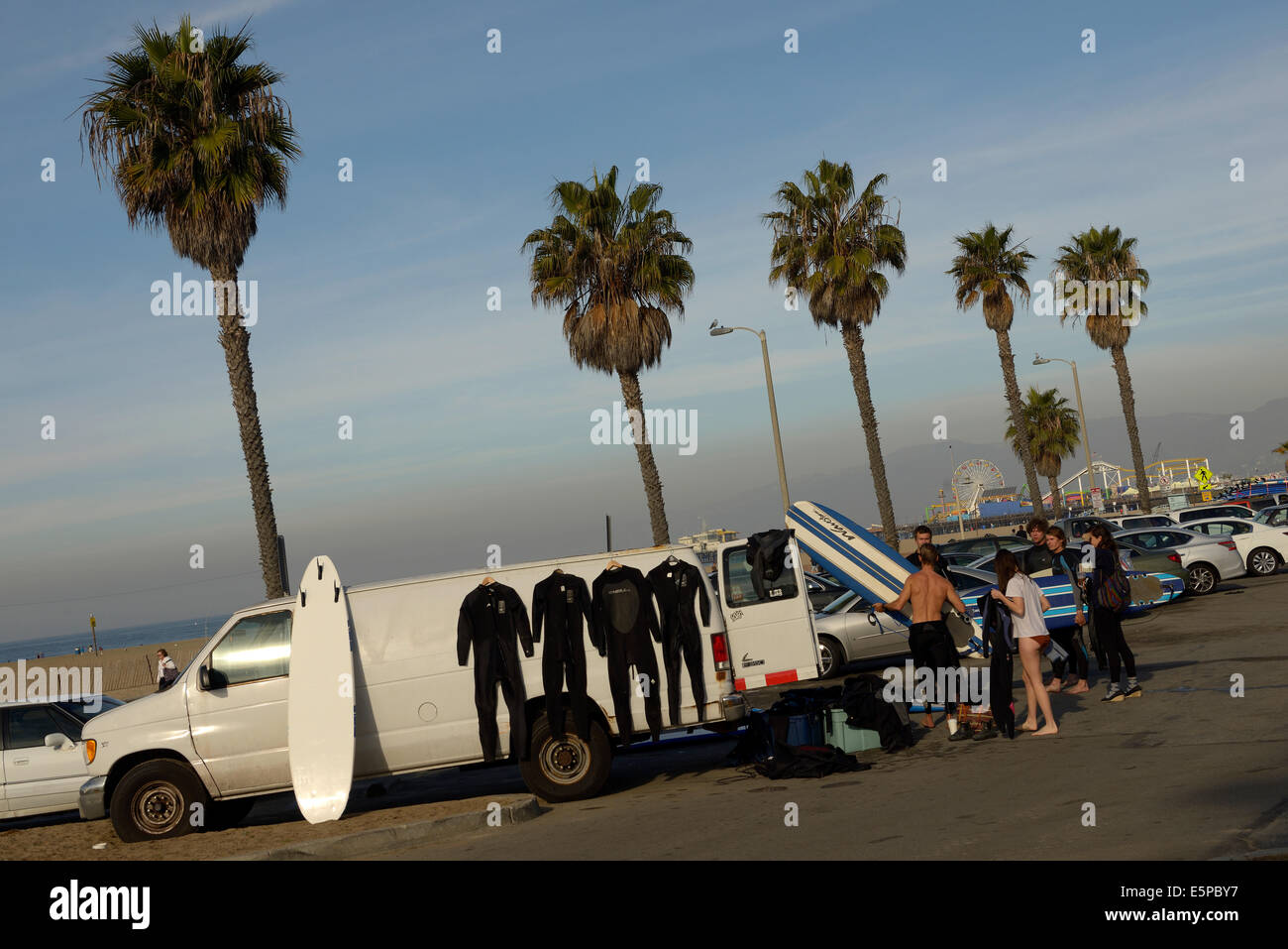 surfers santa monica california Stock Photo