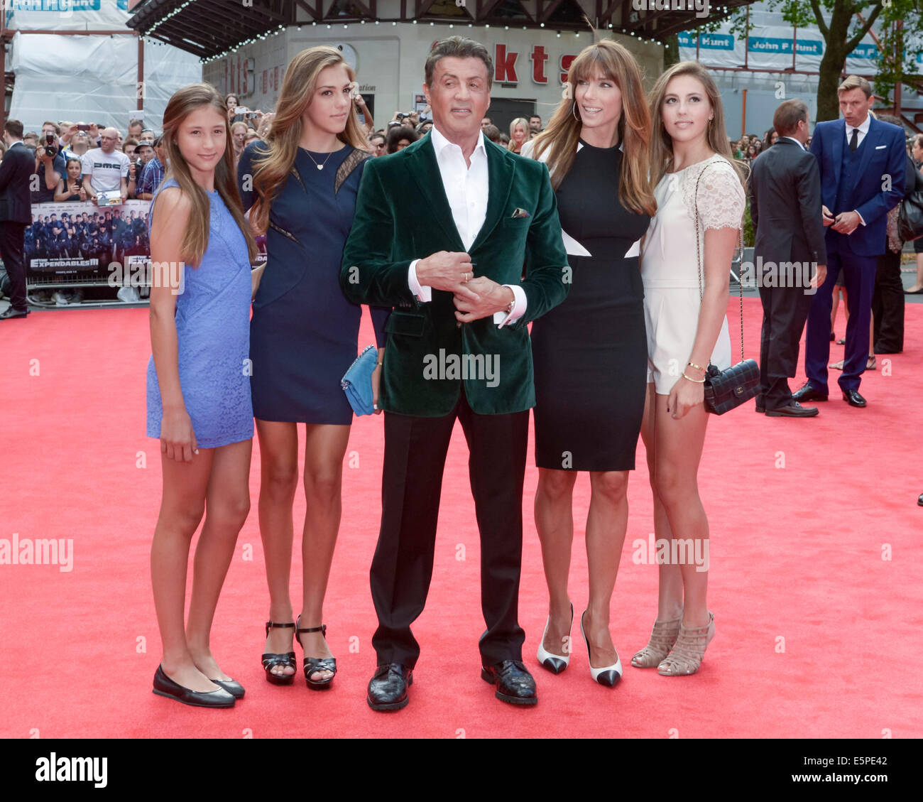 Sylvester Stallone attends the World Premiere of The Expendables 3 on 04/08/2014 at ODEON Leicester Square, London. Persons pictured: Sylvester Stallone, Jennifer Flavin. Picture by Julie Edwards Stock Photo