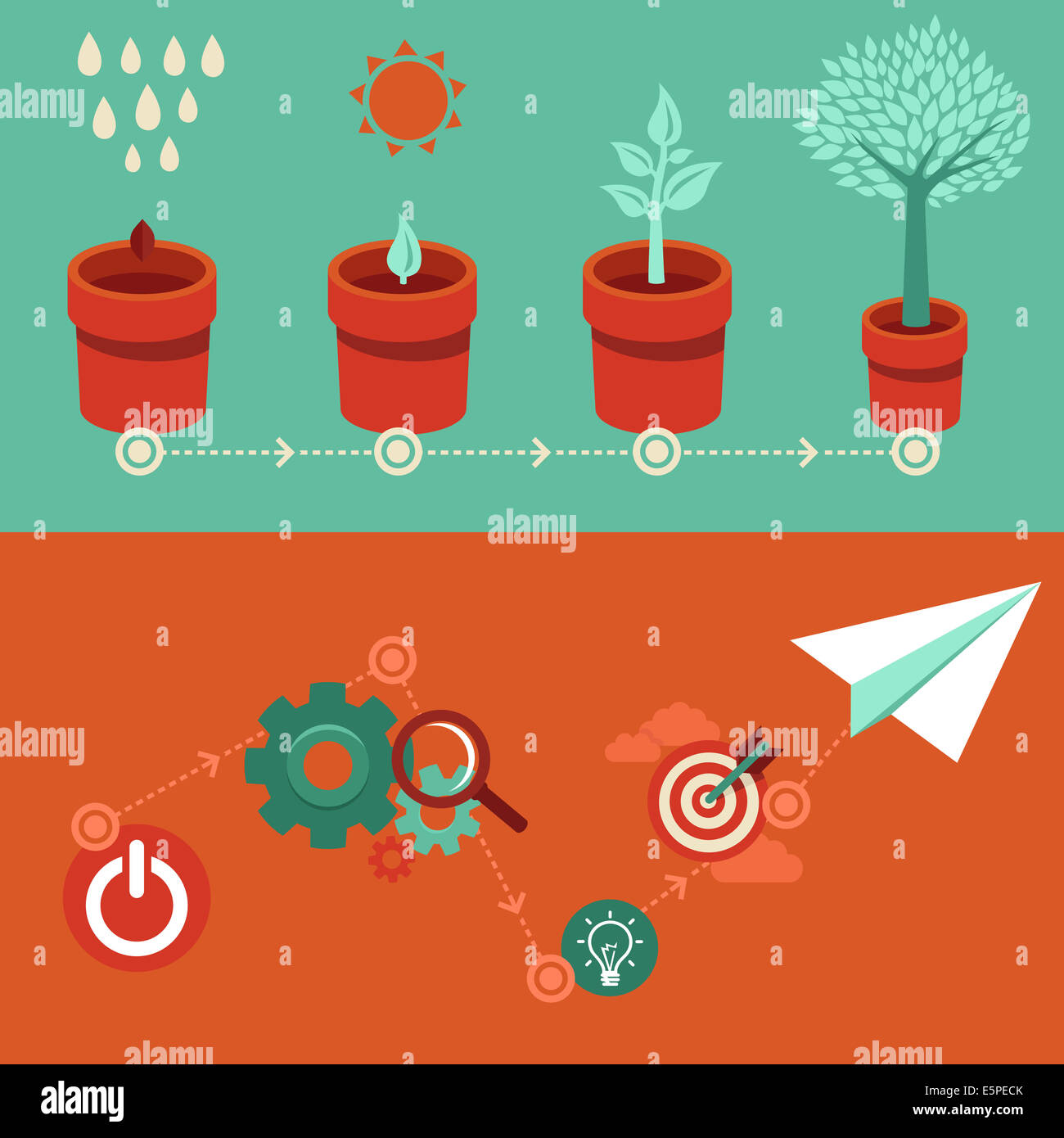 Growth And Start Up Concepts In Flat Style Signs And Banner