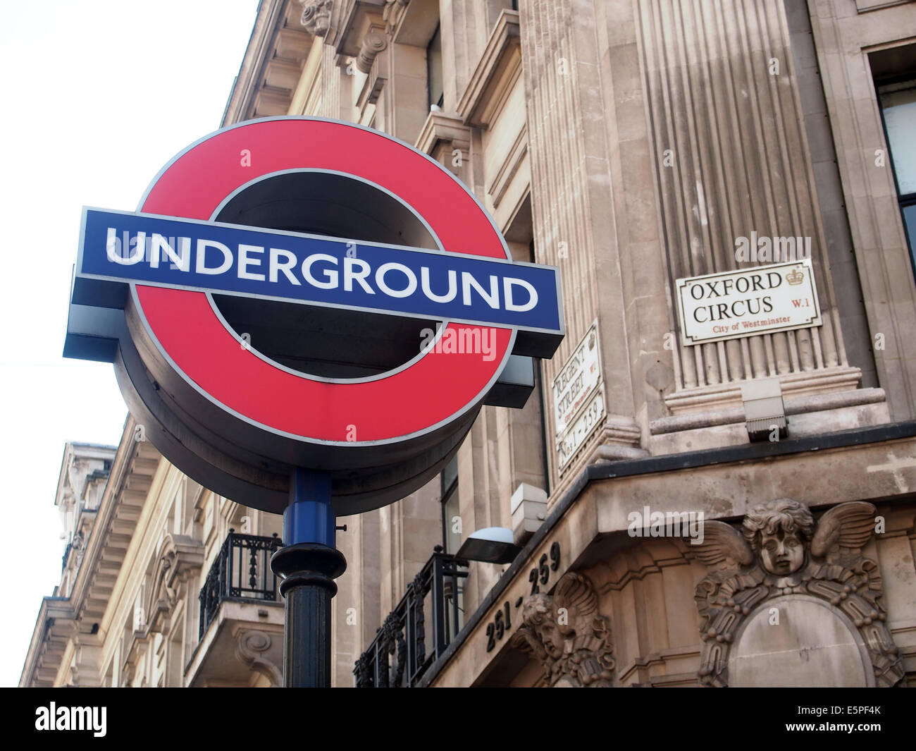 London Underground sign outside Oxford Circus Stock Photo