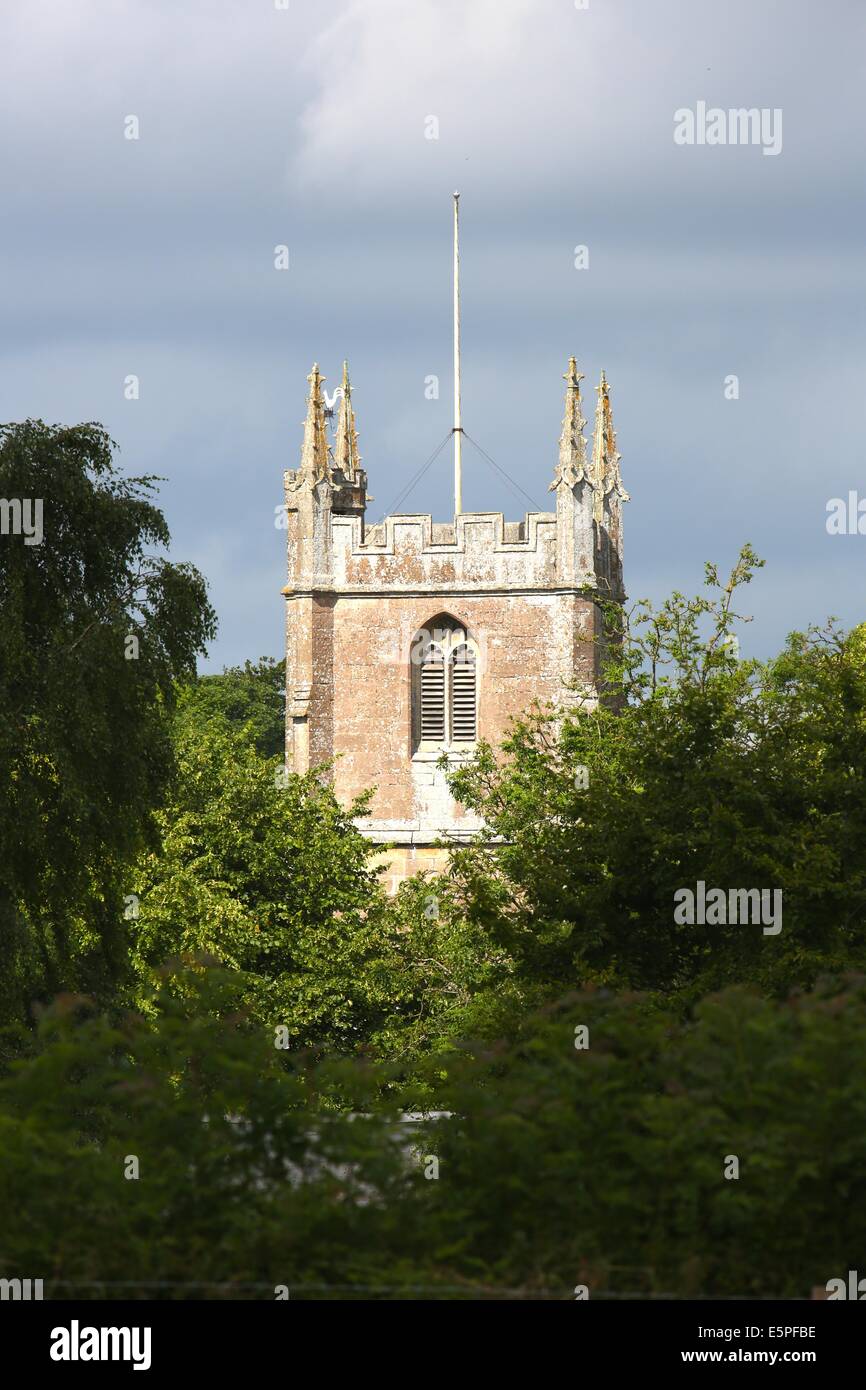 The 15th Century Tower of St James Church, Avebury, Wiltshire, England. UK Stock Photo