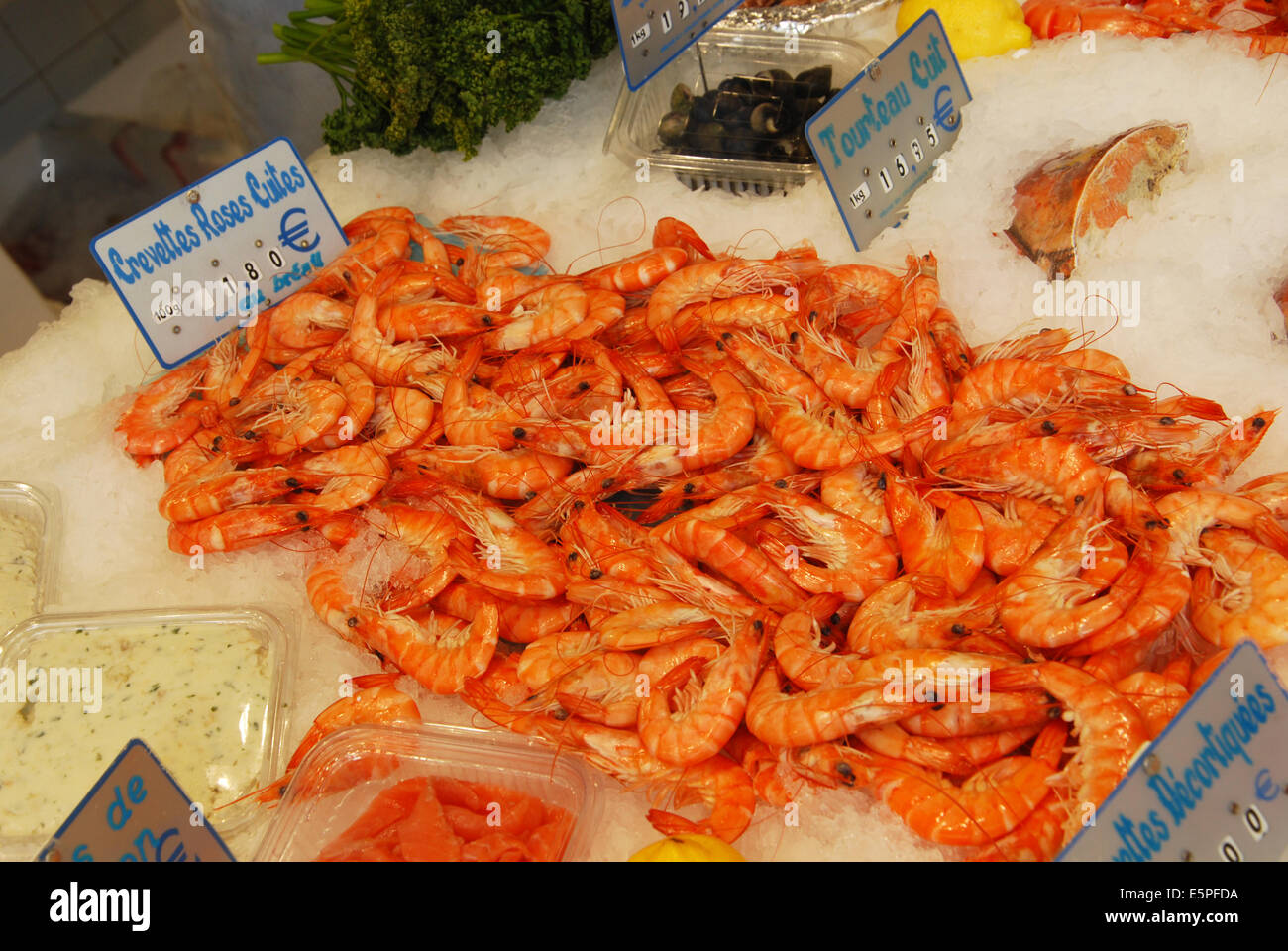 seafood on display in Rue Lepic Paris France Stock Photo