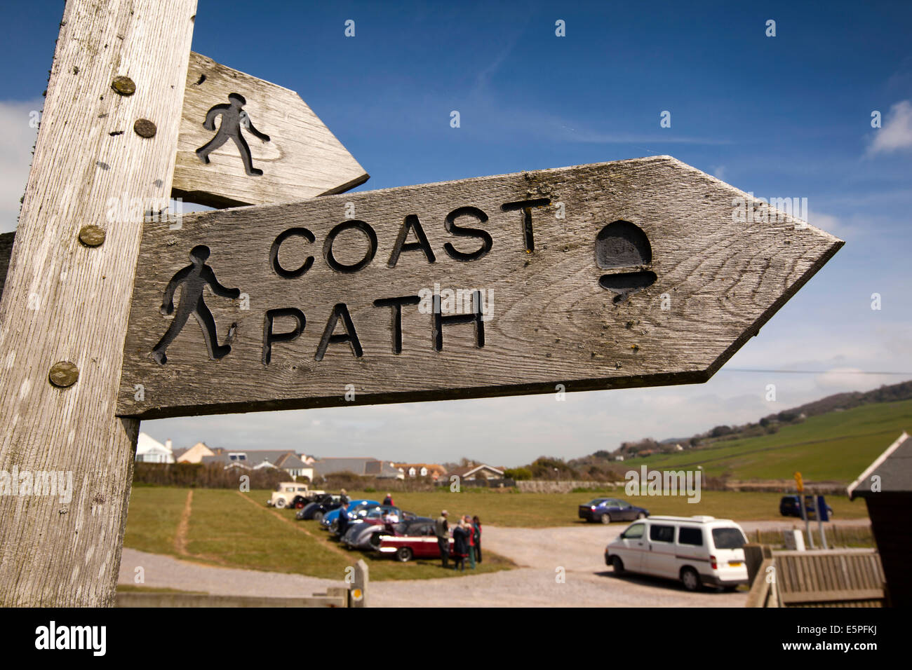 UK England, Dorset, Charmouth, south west Coast Path signpost Stock Photo