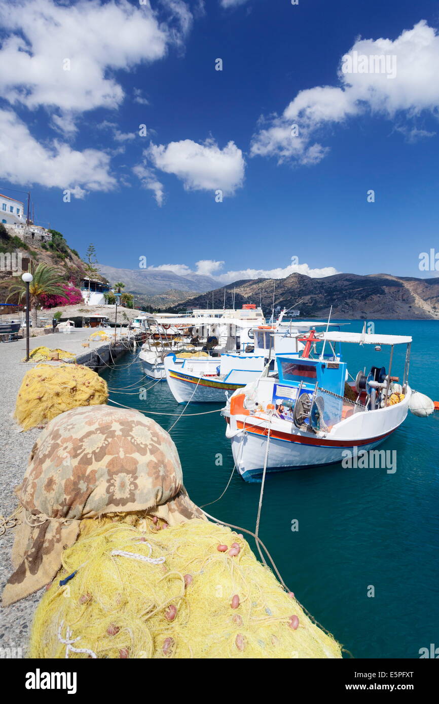 Fishing boats, harbour, Agia Galini, South Coast, Crete, Greek Islands, Greece, Europe Stock Photo