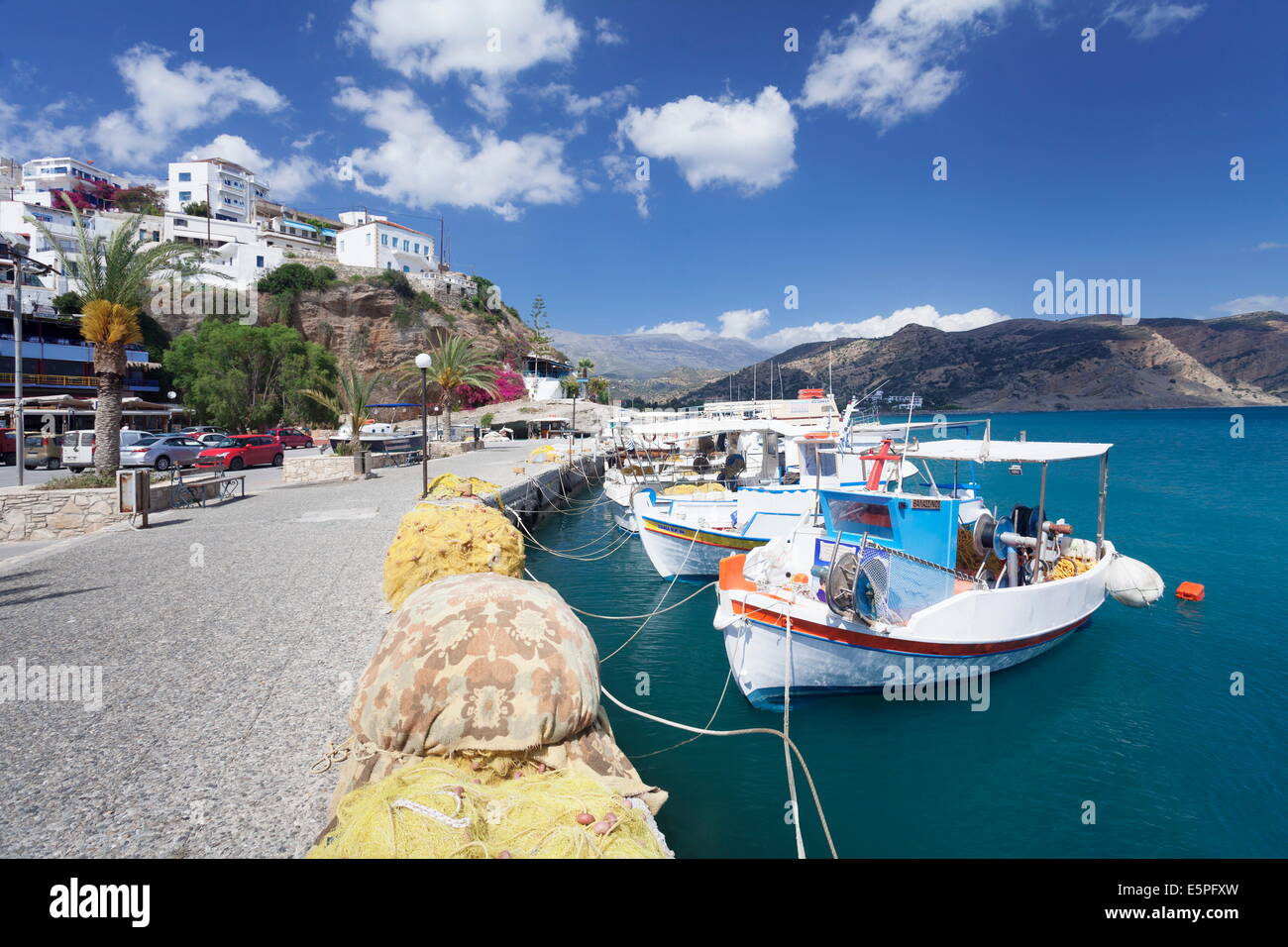 Fishing boats, harbour, Agia Galini, South Coast, Crete, Greek Islands, Greece, Europe Stock Photo