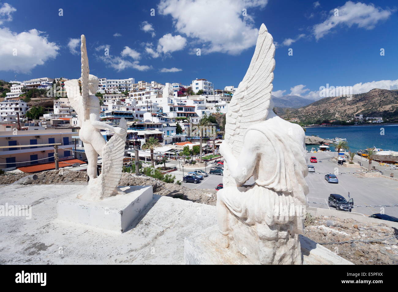 Monument of Dadalos and Icarus, Agia Galini, South Coast, Crete, Greek Islands, Greek Islands, Greece, Europe Stock Photo