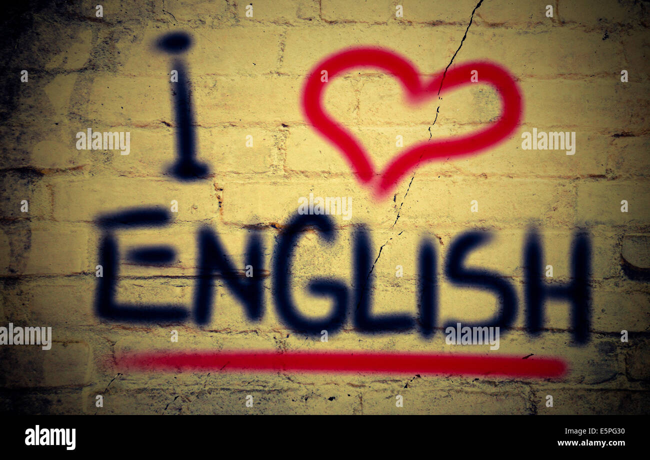 I Love English Concept Stock Photo - Alamy