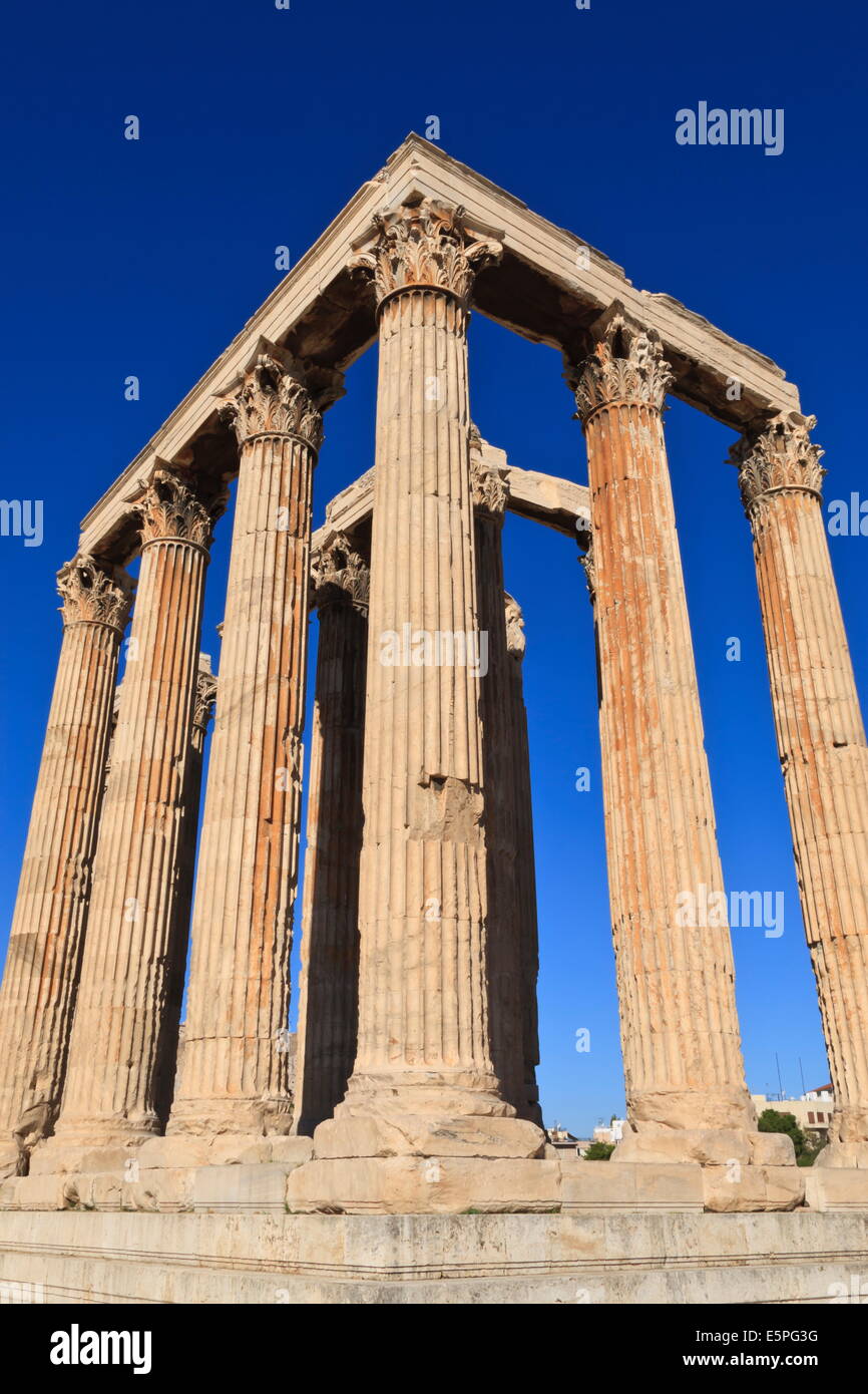 Standing Corinthian columns, early morning, Temple of Olympian Zeus, Athens, Greece, Europe Stock Photo