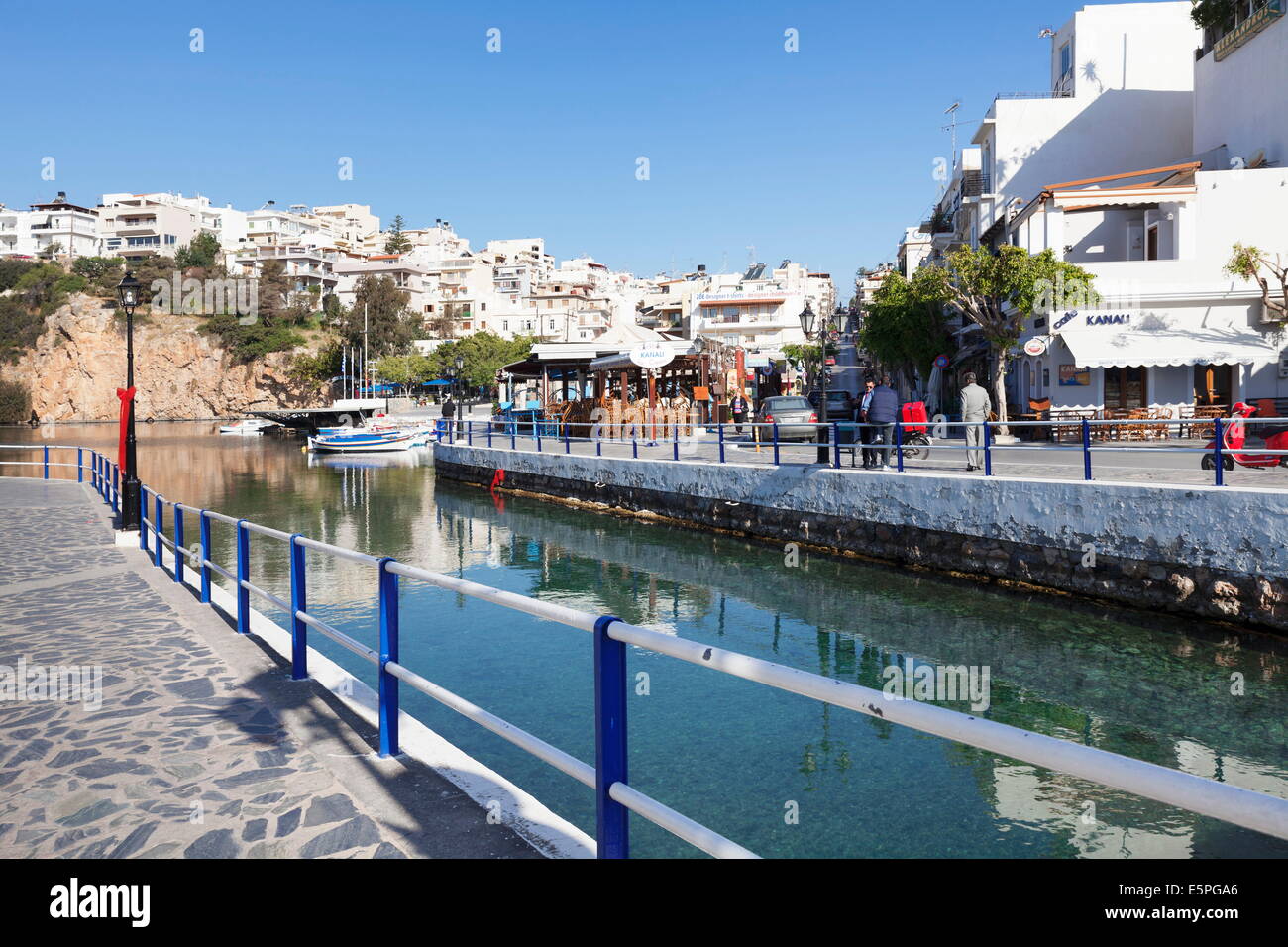 Voulismeni Lake, Agios Nikolaos, Lasithi, Crete, Greek Islands, Greece, Europe Stock Photo