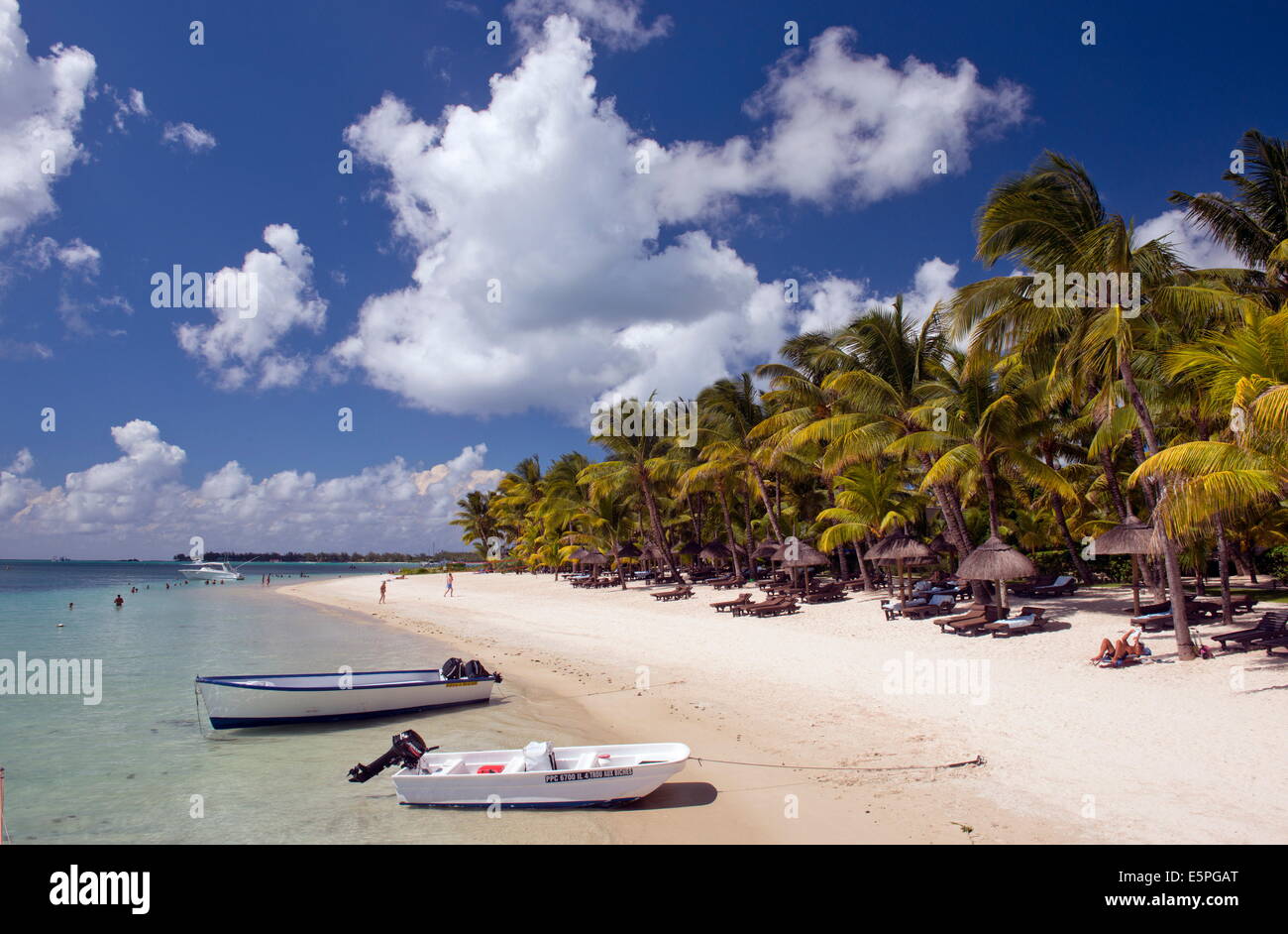 Boats On The Beach At Trou Aux Biches On The Northwest Coast