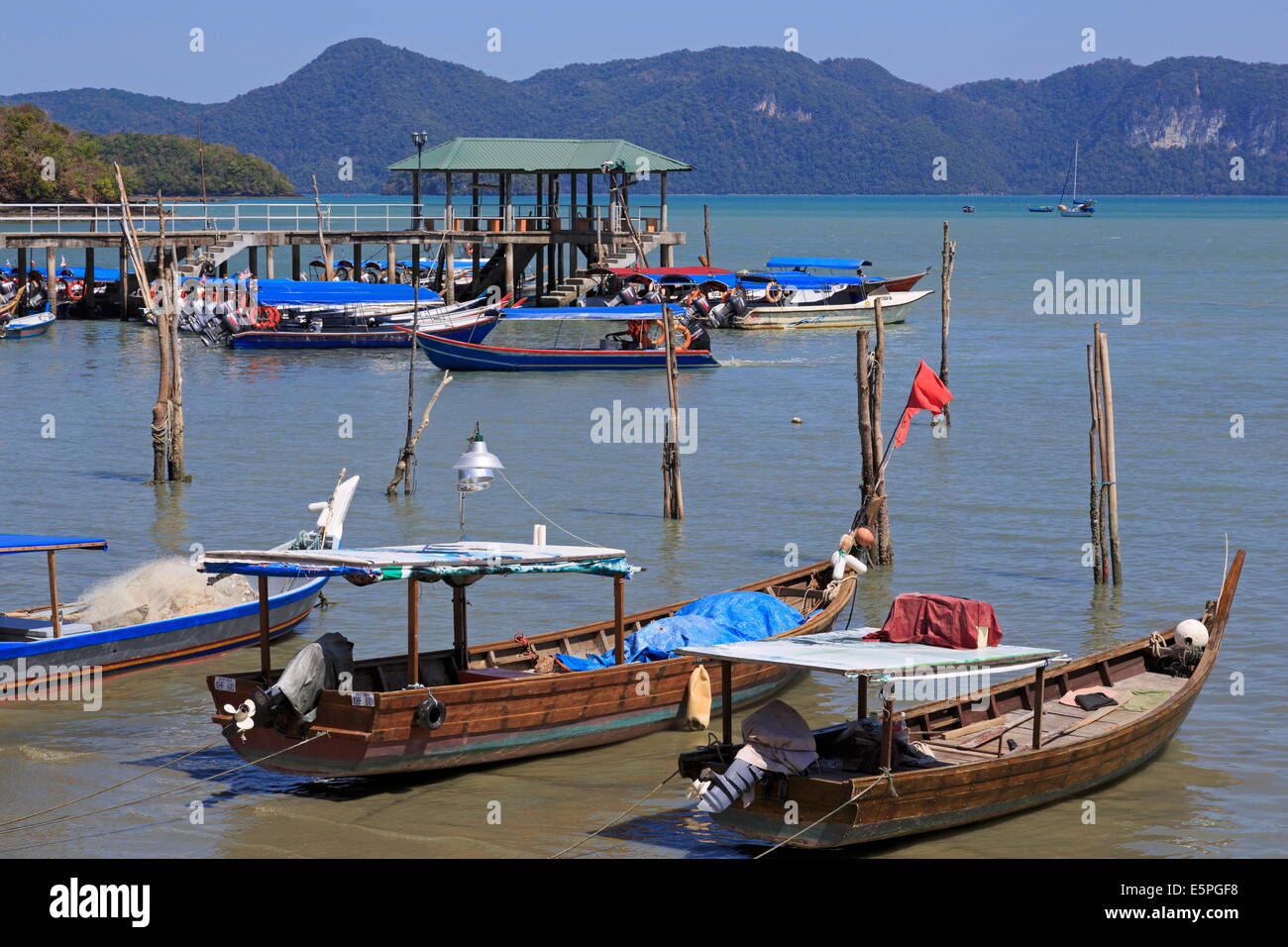 Fishing boats in Porto Malai, Chenang City, Langkawi Island, Malaysia, Southeast Asia, Asia Stock Photo