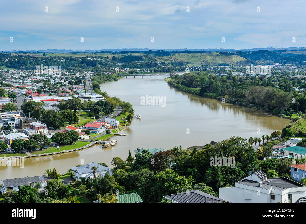 View over Whanganui and the Whanganui River, North Island, New Zealand