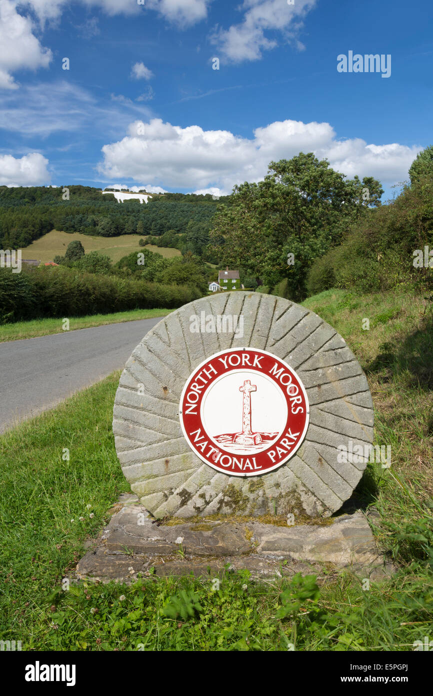 The White Horse of Kilburn and The North York Moors Sign. Stock Photo