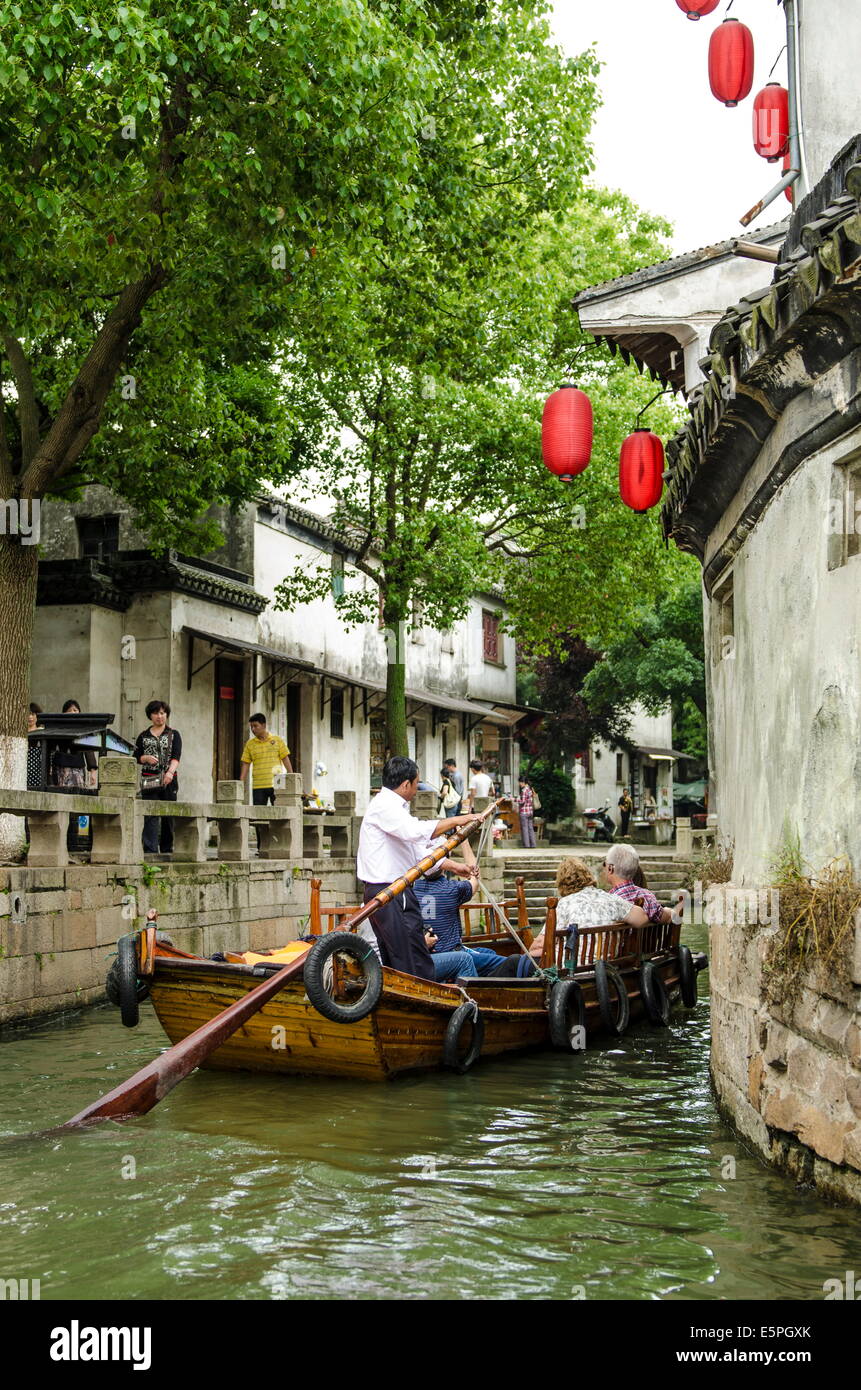 Chinese gondola in the water village of Tongli, Jiangsu, China, Asia