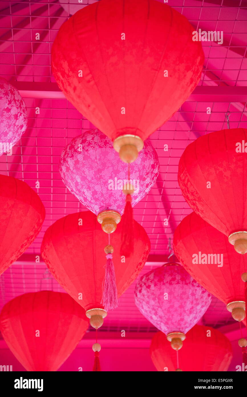 Chinese New Year lanterns, Kowloon Bay, Kowloon, Hong Kong, China, Asia Stock Photo