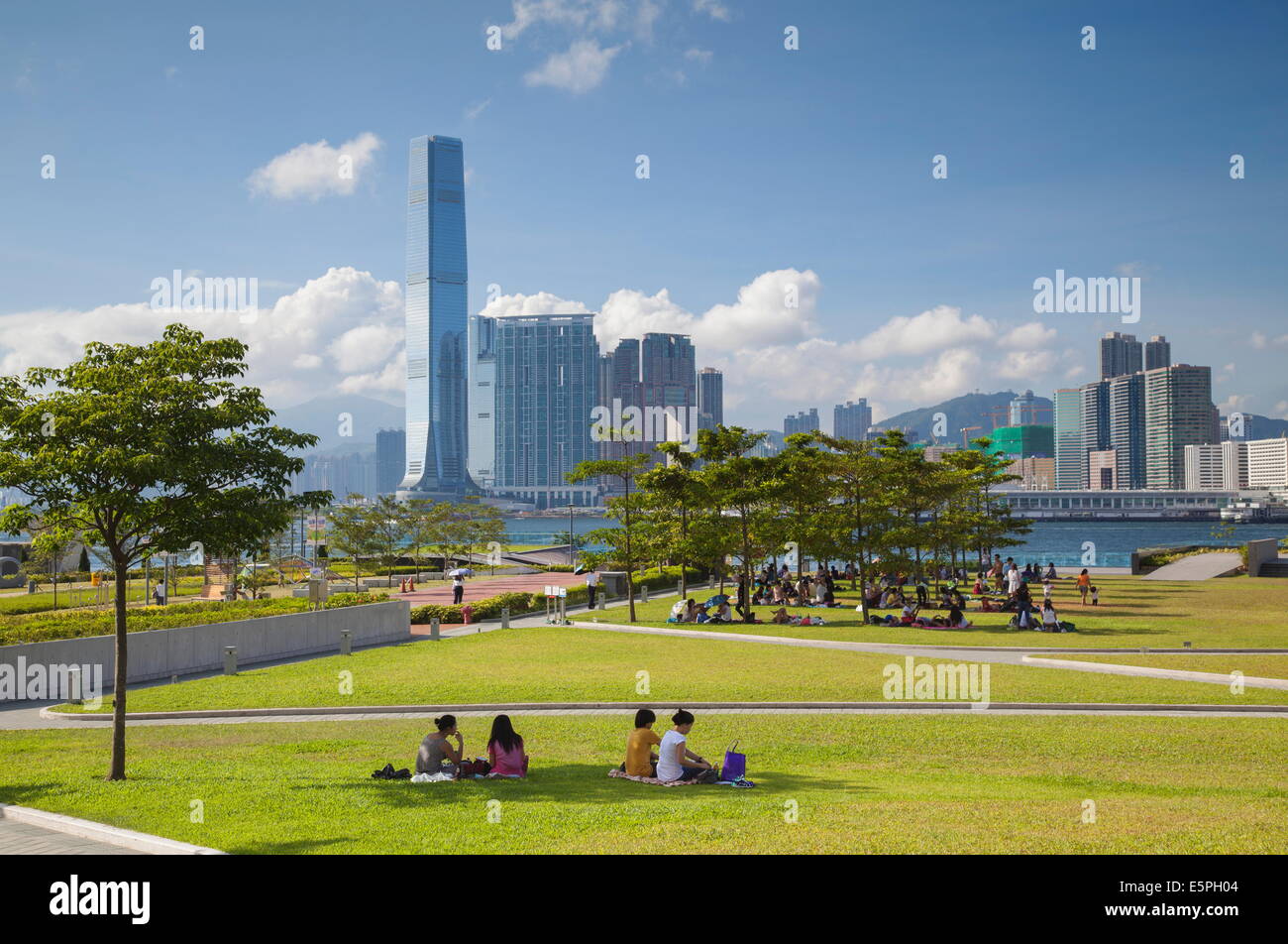 View of International Commerce Centre (ICC) from Tamar Park, Hong Kong Island, Hong Kong, China, Asia Stock Photo