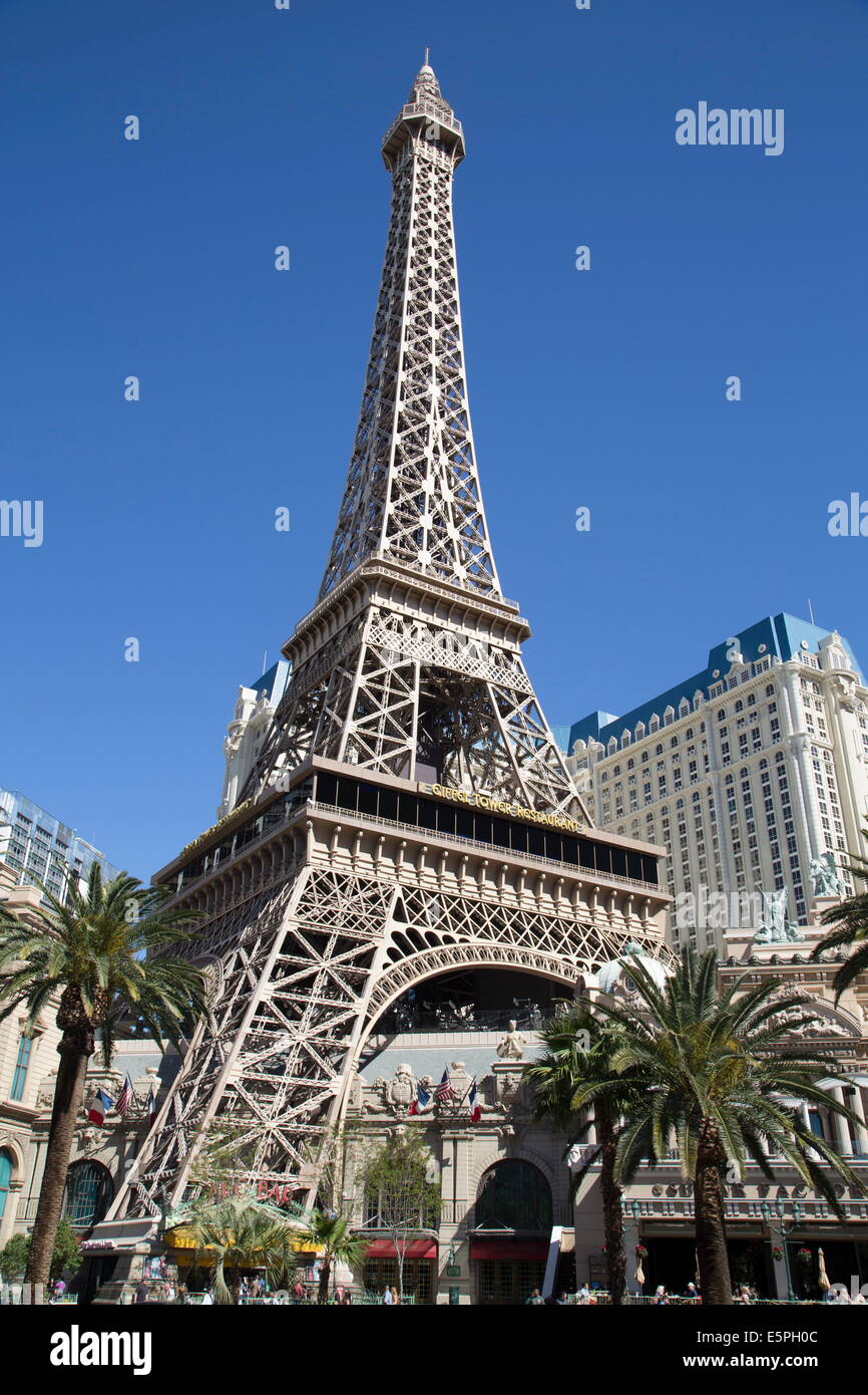 Reproduction of the Eiffel Tower, Paris Las Vegas Hotel and Casino, Las Vegas, Nevada, United States of America, North America Stock Photo