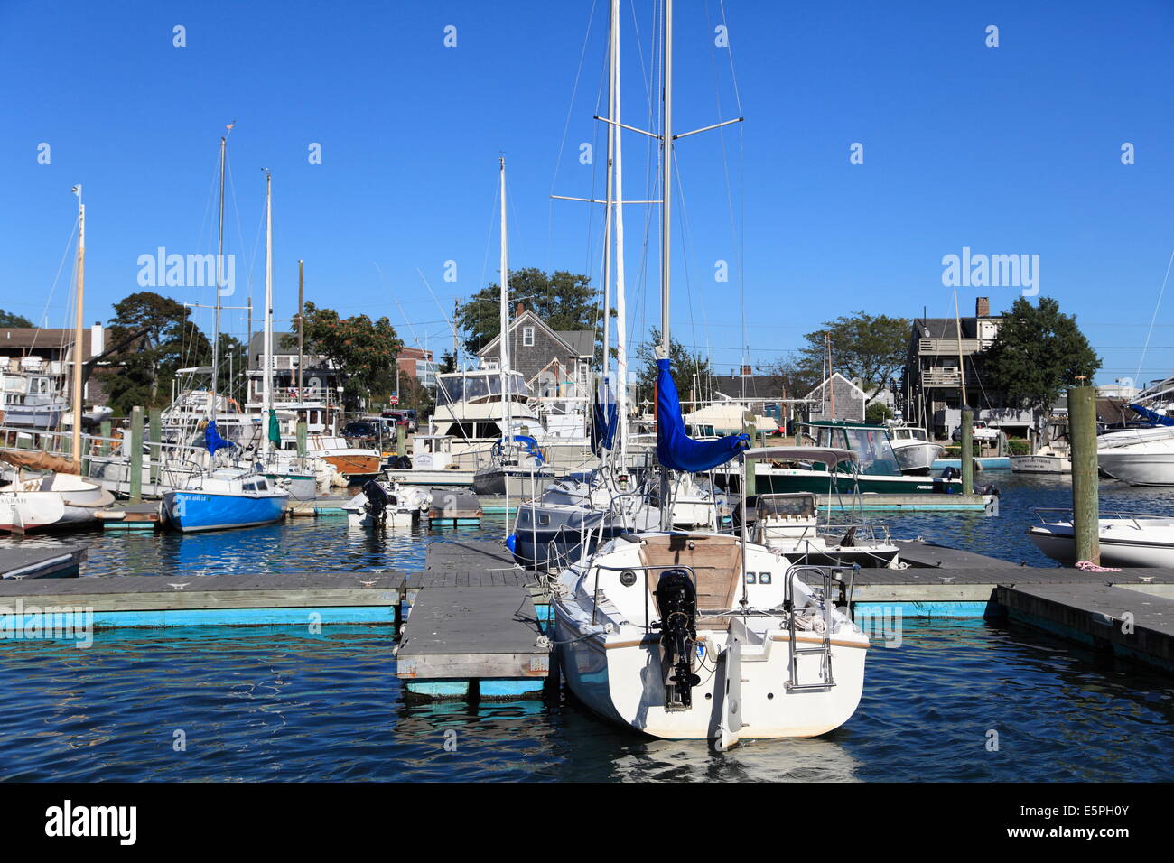 Boats in port, Harbor, Hyannis, Cape Cod, Massachusetts, New England, United States of America, North America Stock Photo