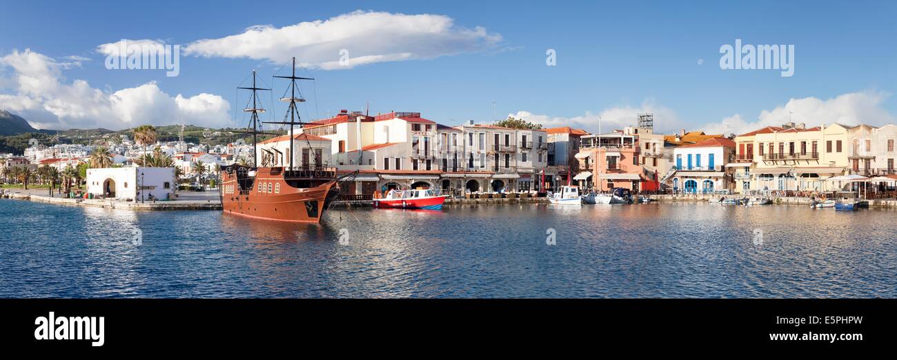 Old Venetian harbour, Rethymno (Rethymnon), Crete, Greek Islands, Greece, Europe Stock Photo