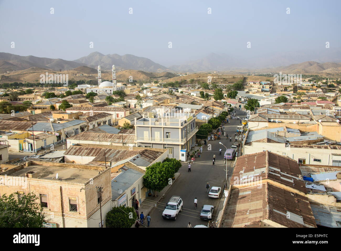 View over the town of Keren in the highlands of Eritrea, Africa Stock