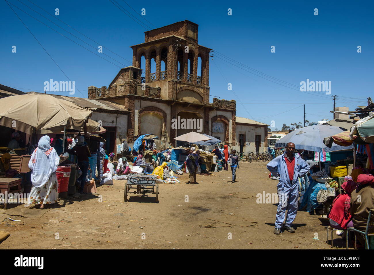 Gate of the Medebar market, Asmara, capital of Eritrea, Africa Stock Photo