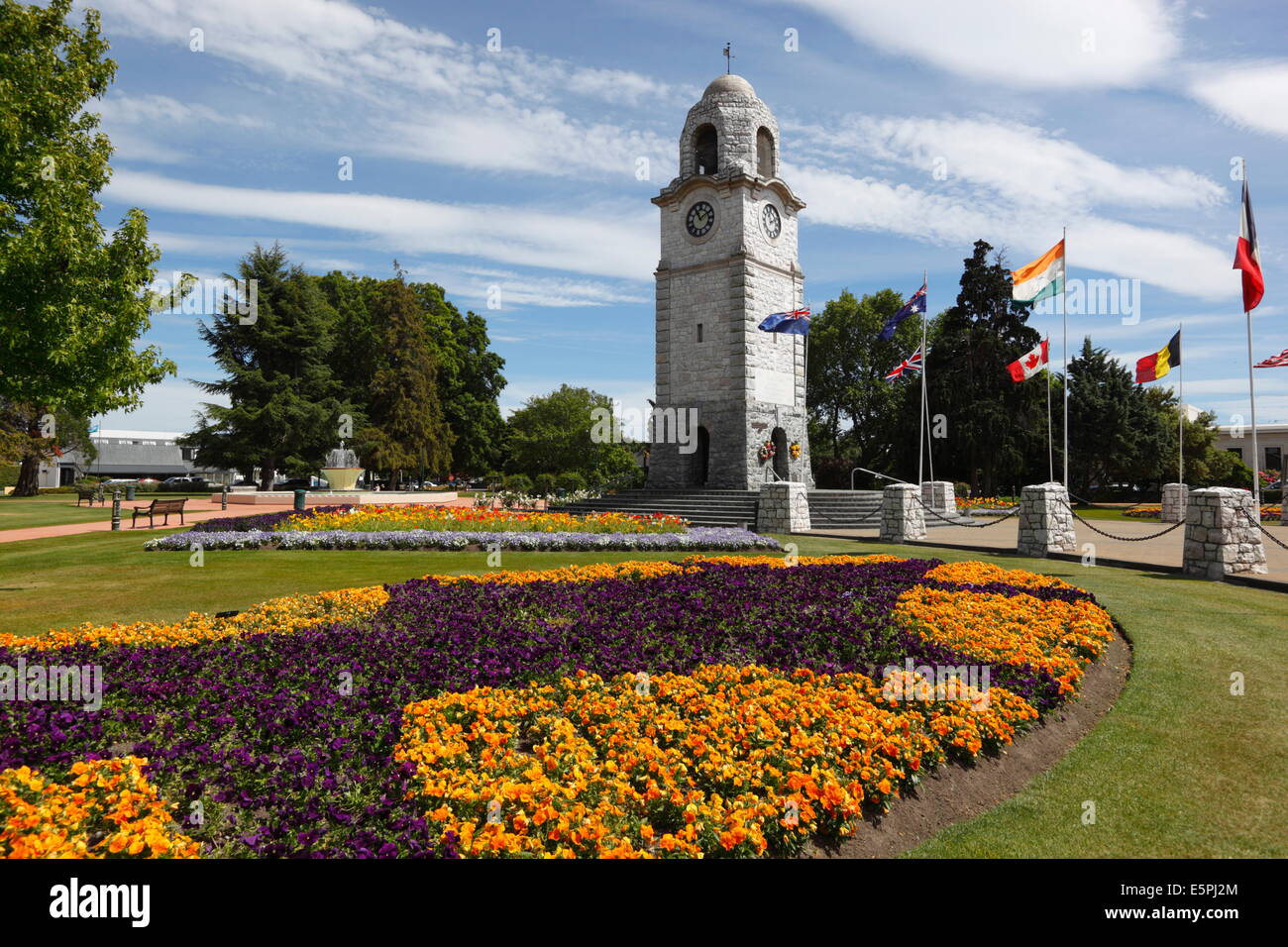 Seymour Square and clock tower, Blenheim, Marlborough region, South Island, New Zealand, Pacific Stock Photo