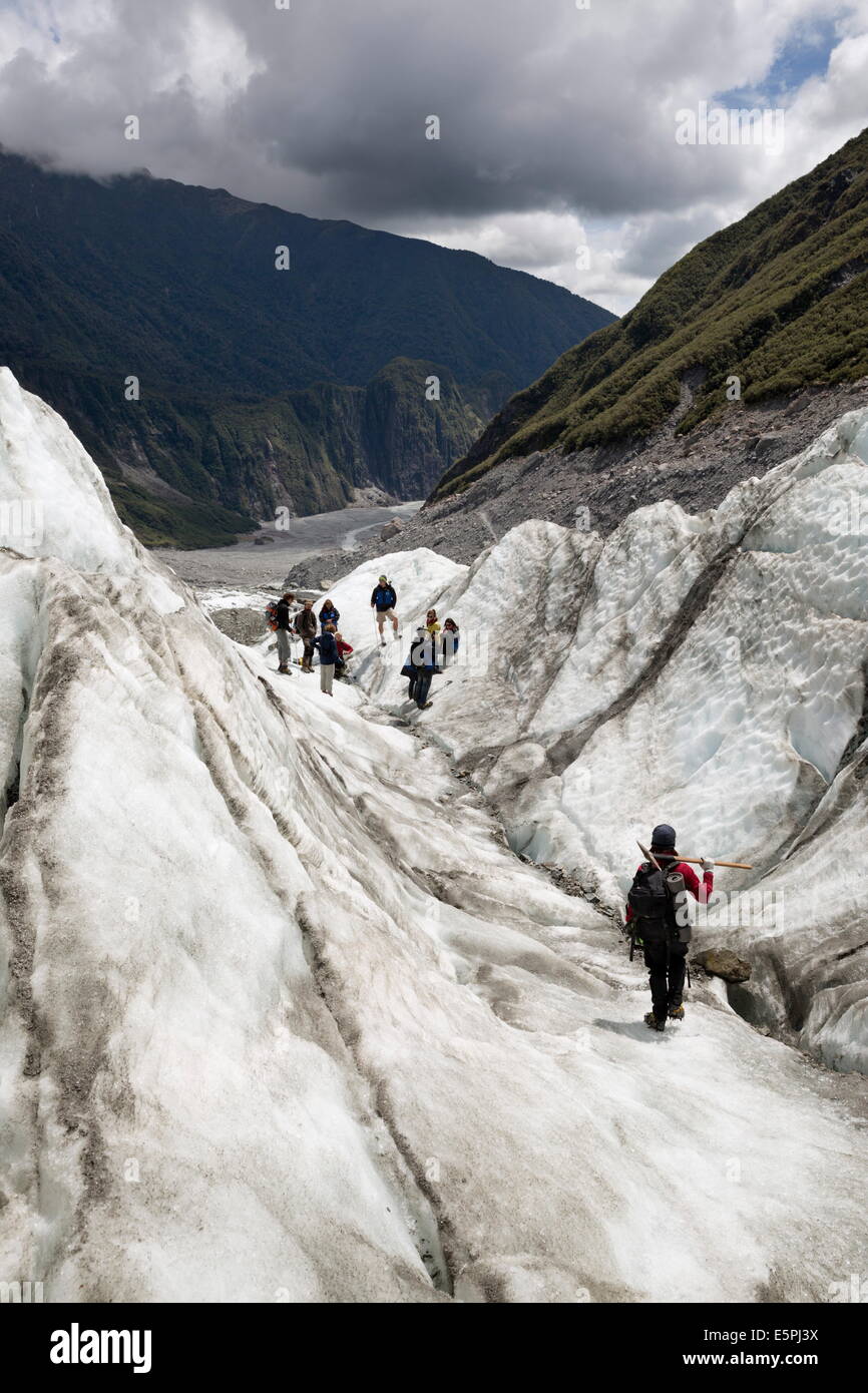 Glacier walk tour, Fox Glacier, West Coast, South Island, New Zealand, South Pacific Stock Photo