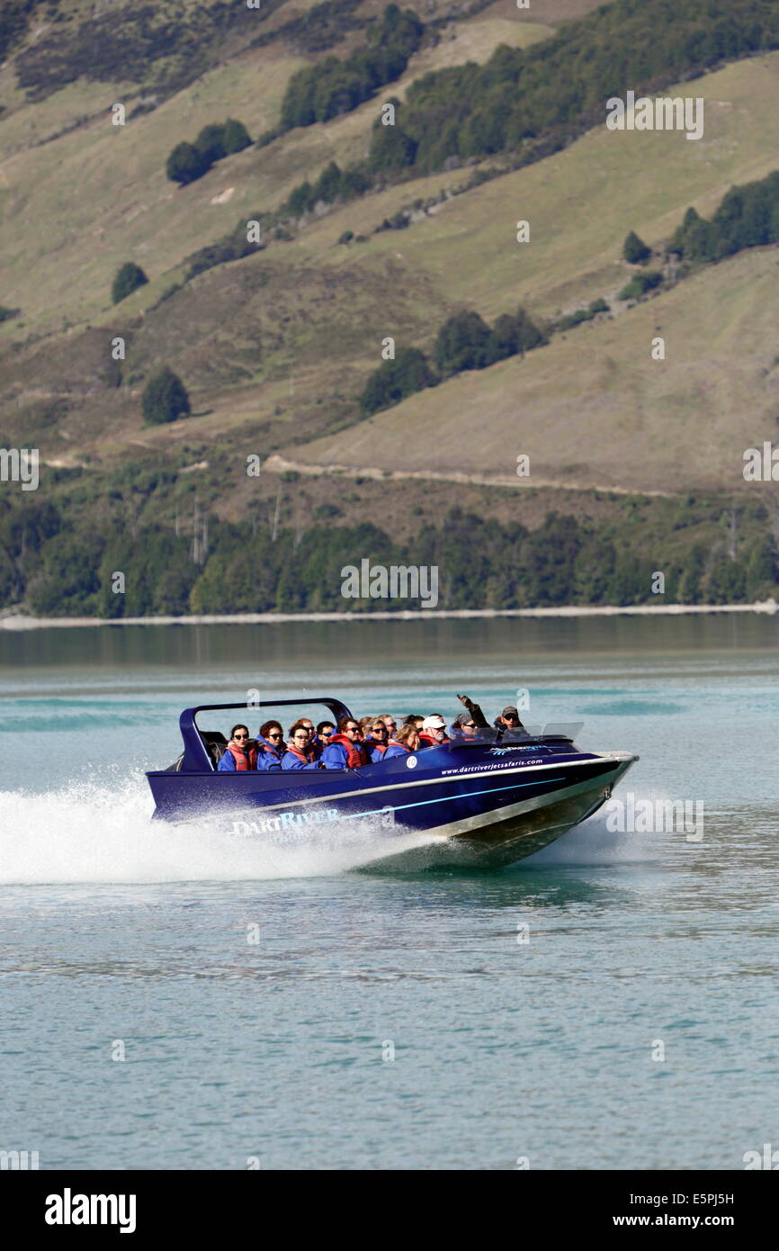Dart River Jet, Glenorchy, Otago, South Island, New Zealand, Pacific Stock Photo