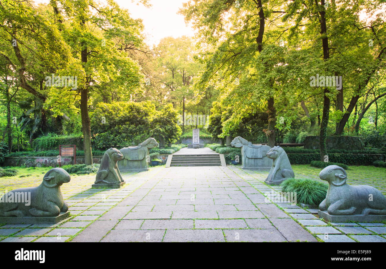 Yu Qian's Tomb with animal statues, Hangzhou, Zhejiang, China, Asia Stock Photo