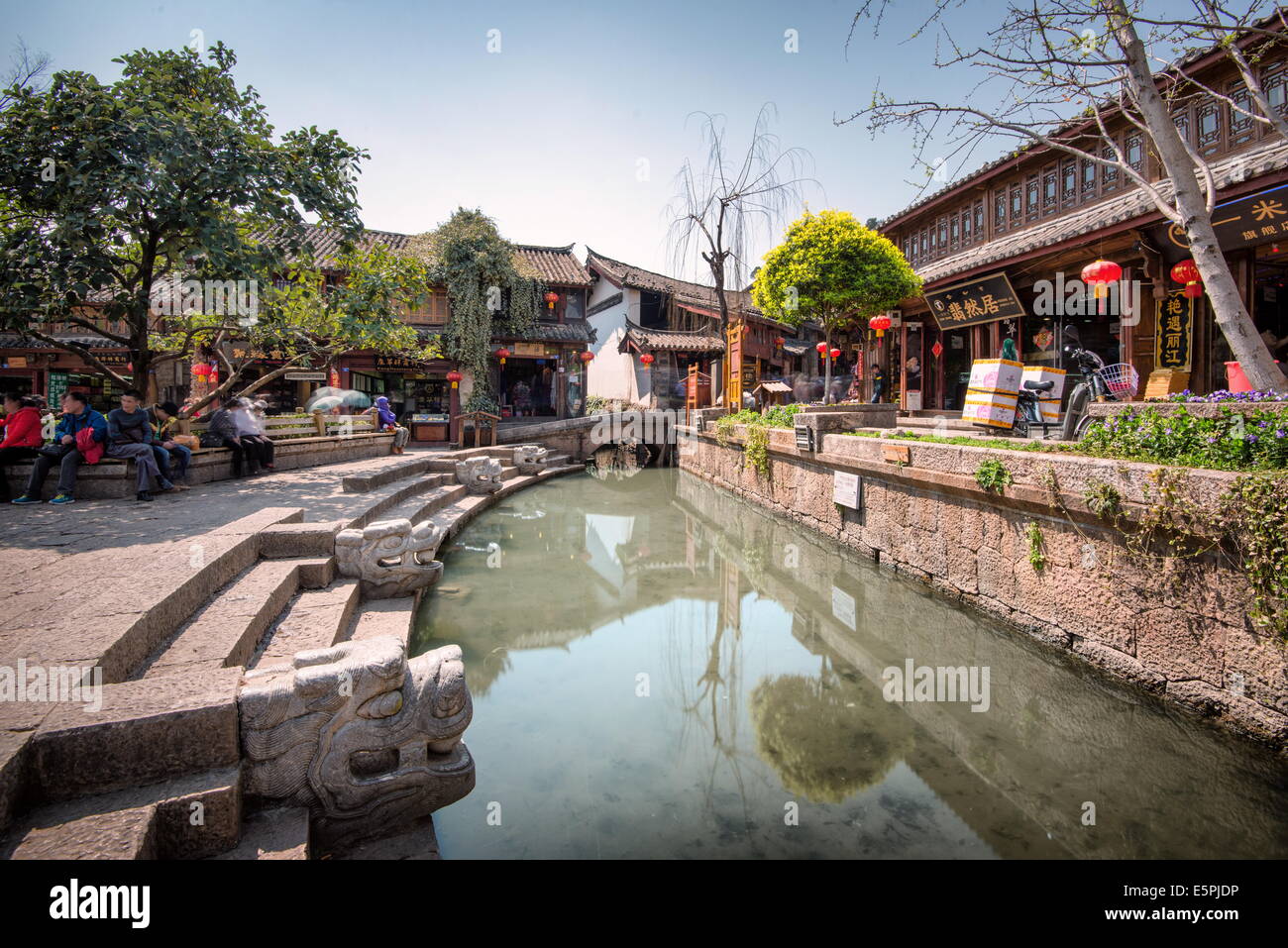 Creek at Square Market in Lijiang, Yunnan, China, Asia Stock Photo