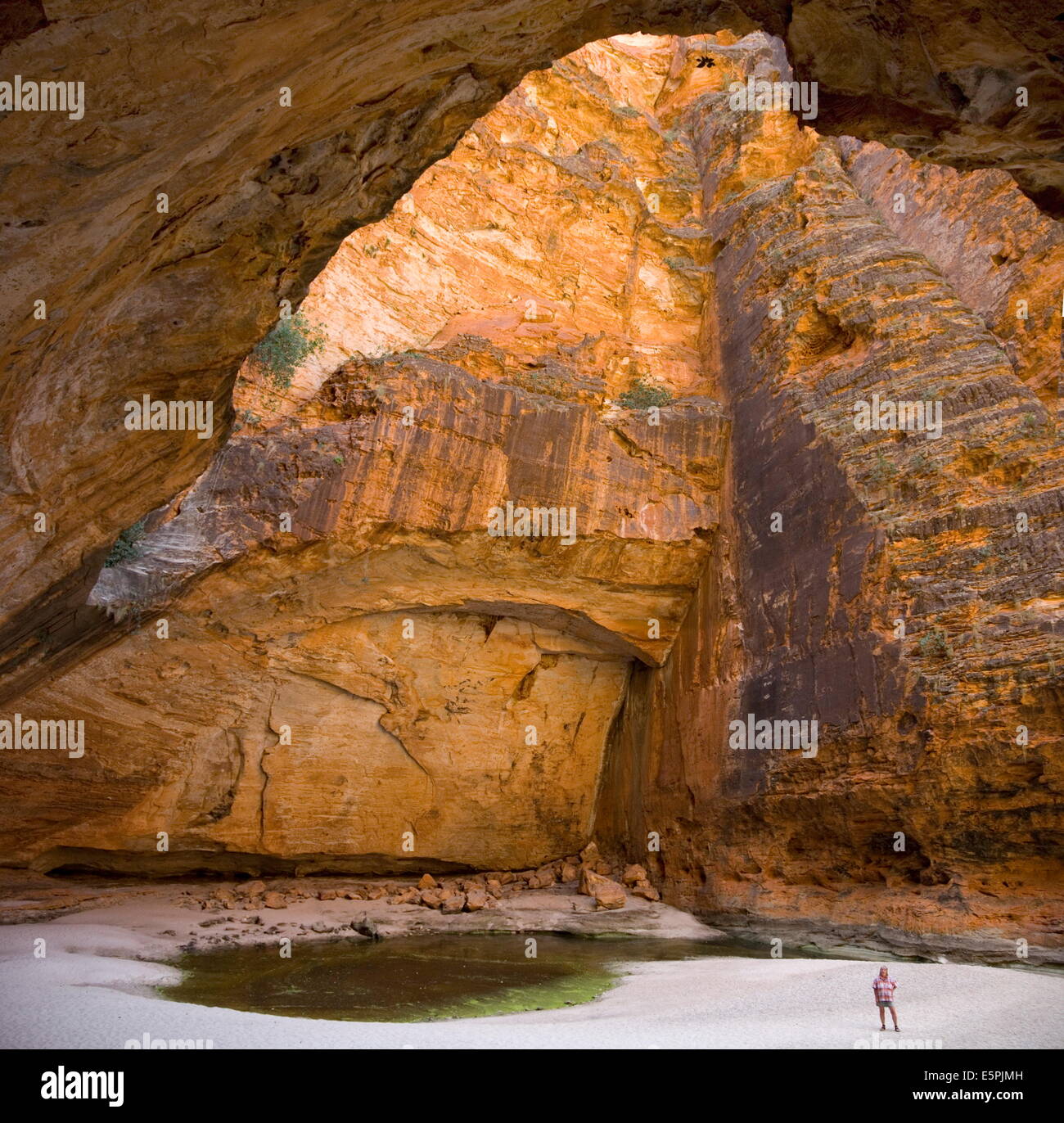 Cave in waterfall undercut, Cathedral Gorge in Purnululu National Park, UNESCO Site, Western Australia, Australia Stock Photo