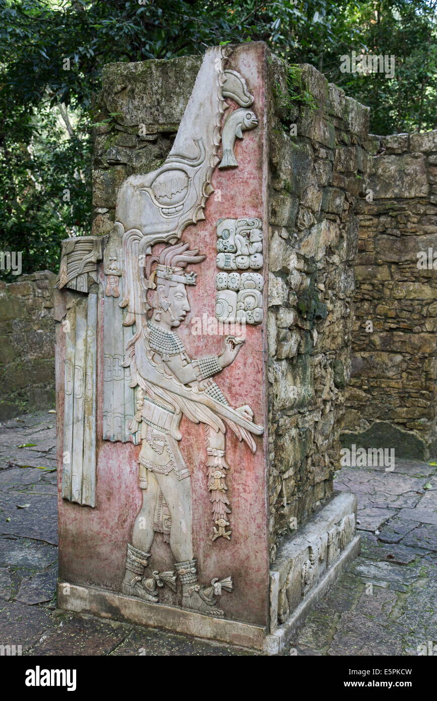 Temple XIX, sculptured relief, Palenque Archaeological Park, UNESCO Site, Palenque, Chiapas, Mexico Stock Photo