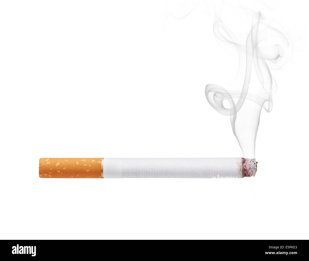 Smoking cigarette isolated on white background Stock Photo - Alamy