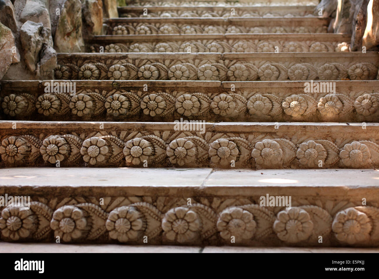 Stairways with flowers ornaments Stock Photo