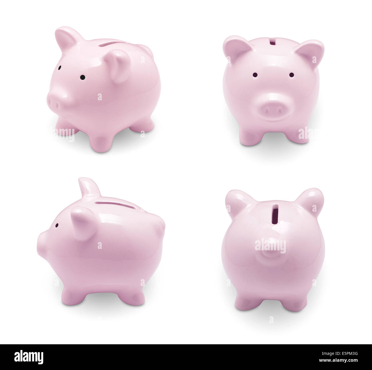 Set of pink piggy bank isolated on white background Stock Photo - Alamy