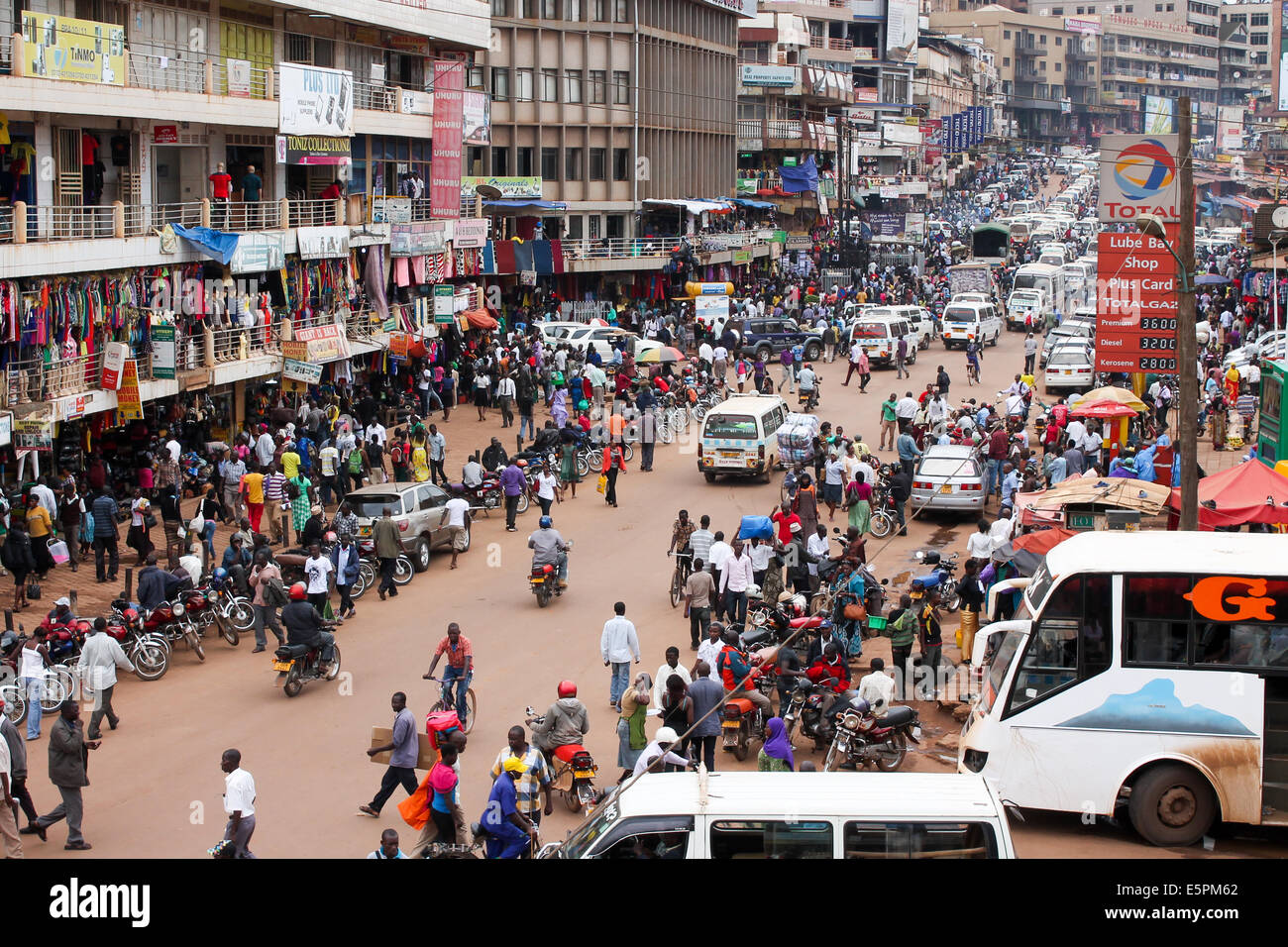 View of Namirembe Road on a typically busy day. Stock Photo