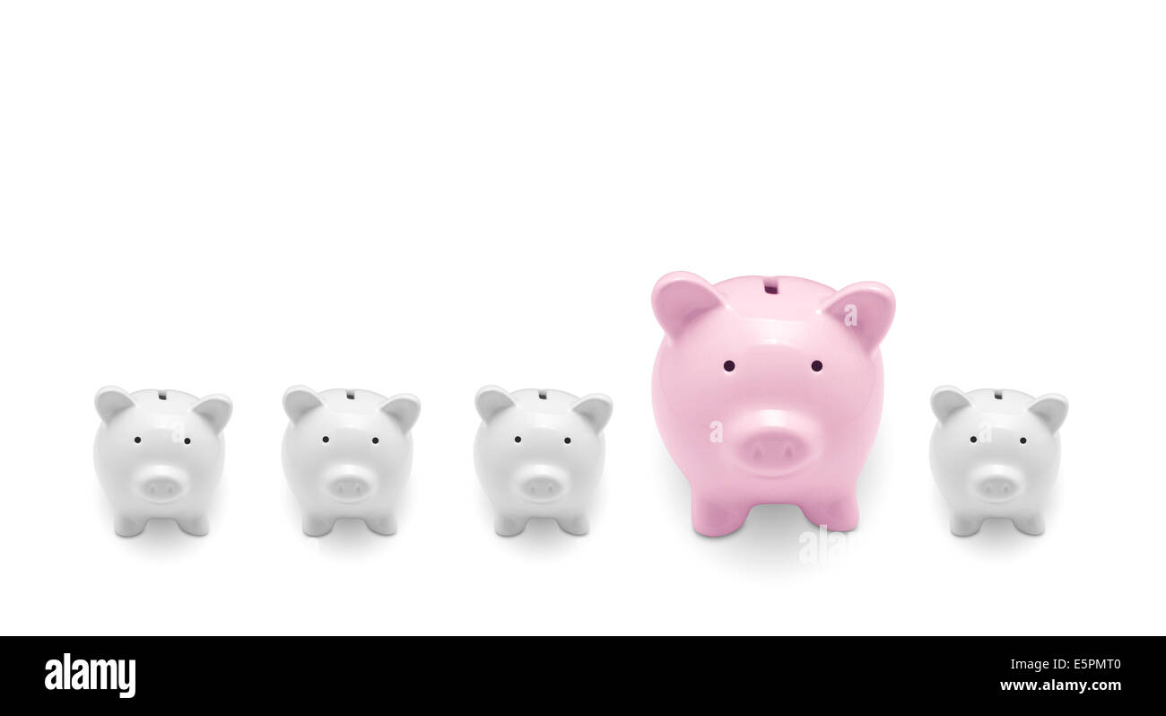 Piggy banks isolated on white background Stock Photo - Alamy