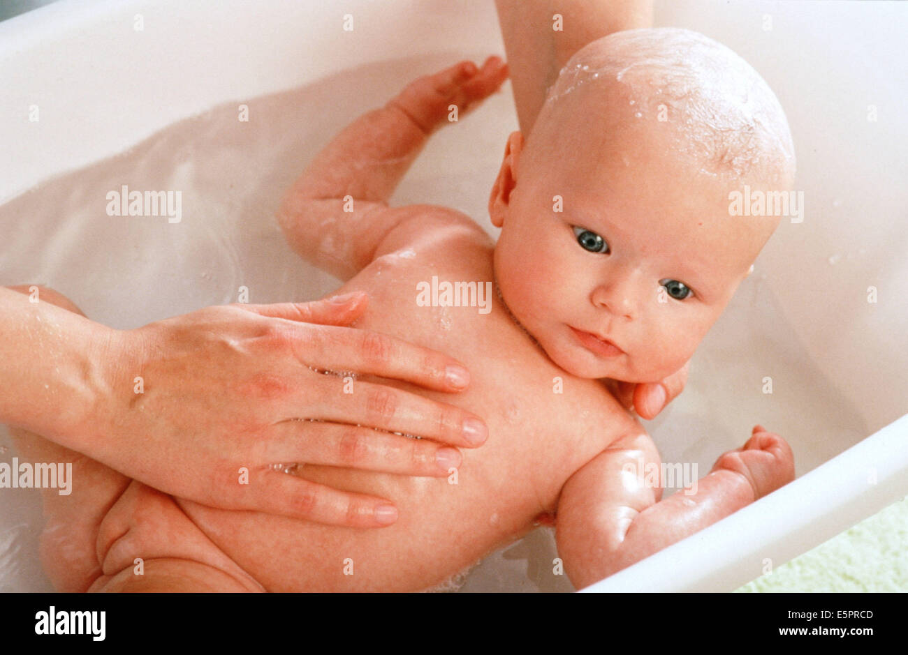 bathing baby girl