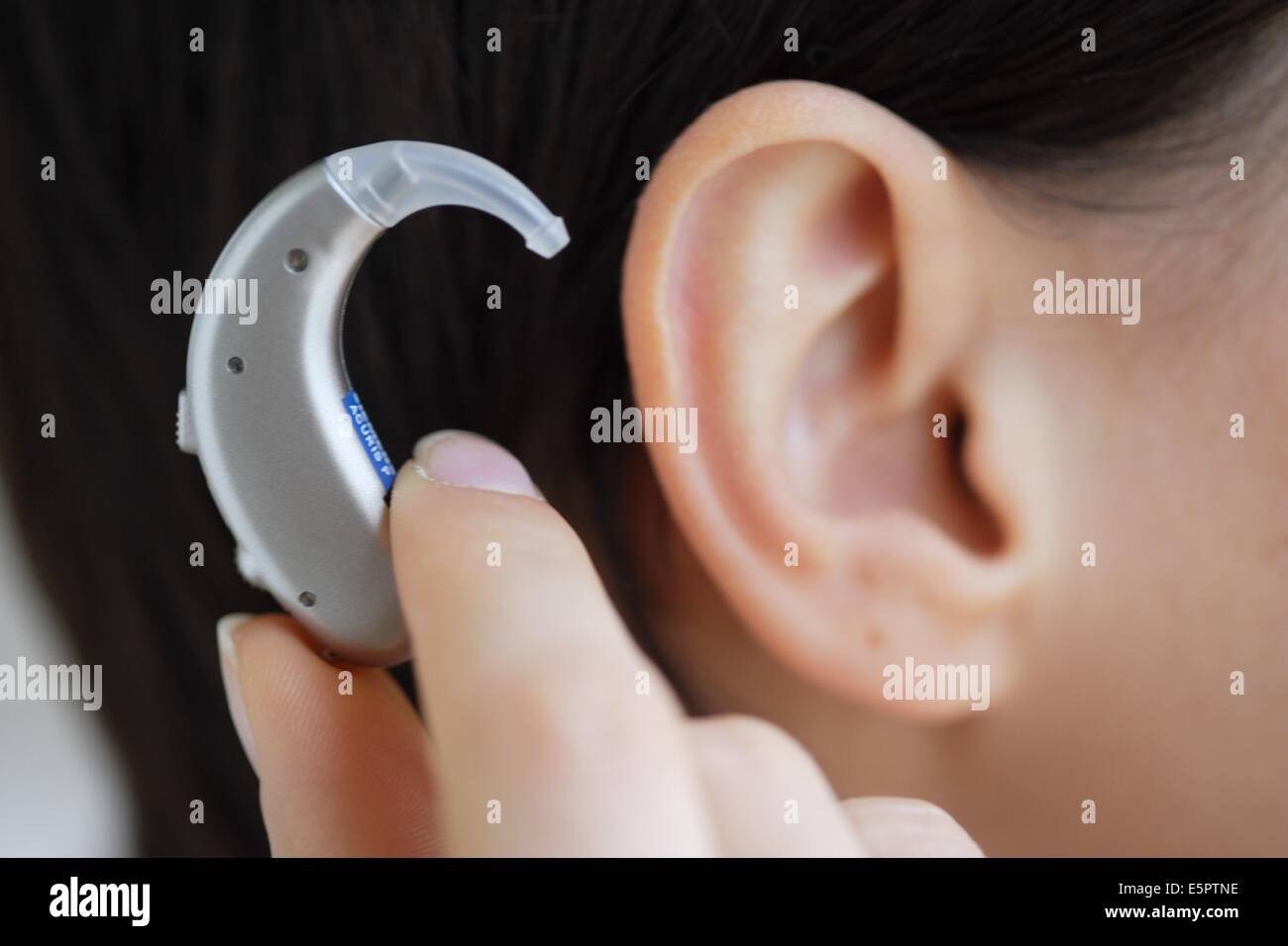 Close up of a hearing aid. Stock Photo
